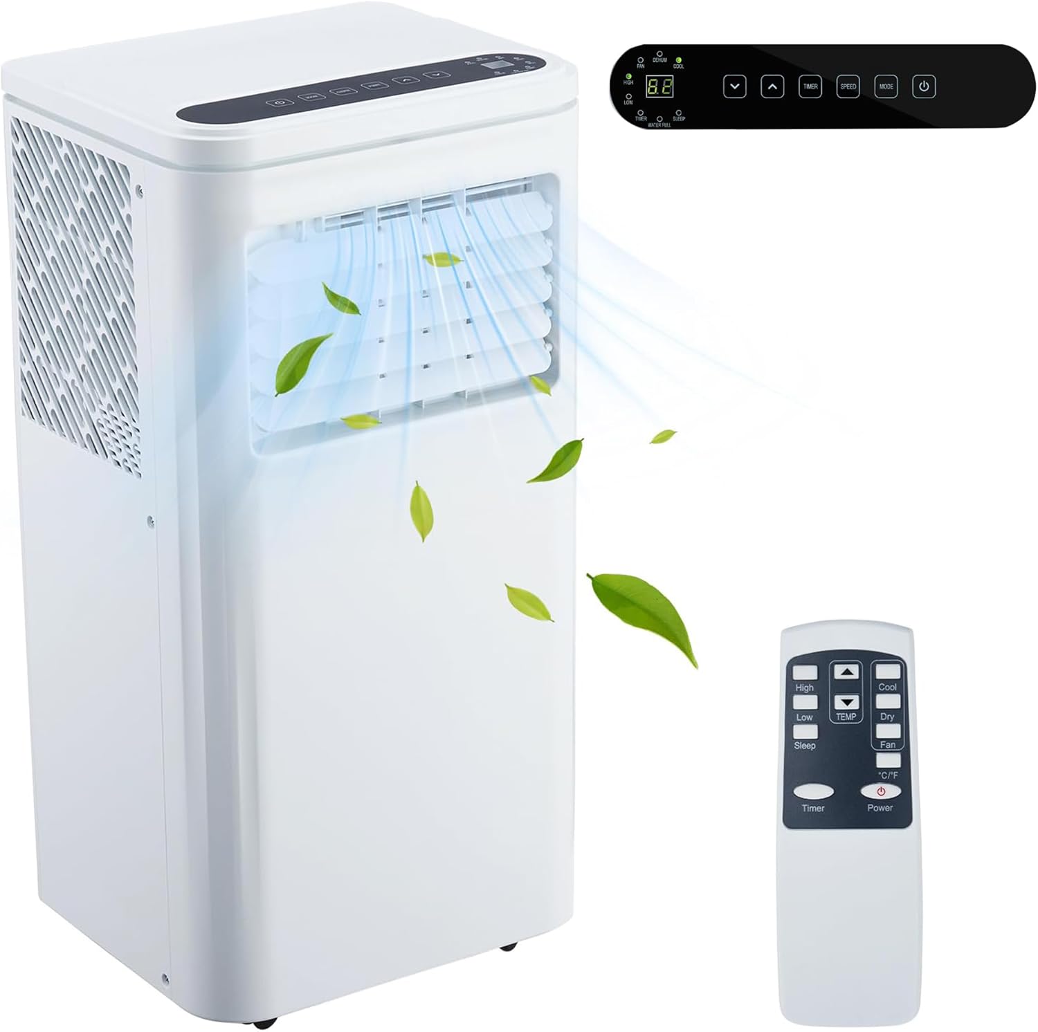 10000 BTU Portable Air Conditioner, AC Unit 3 In 1 Cooling, Dehumidifier, Fan, Remote Control/LED Display/24Hrs Timer/360° Wheels/Installation Kits, Cool Up to 450 Sq.Ft, for Home Office Bedroom