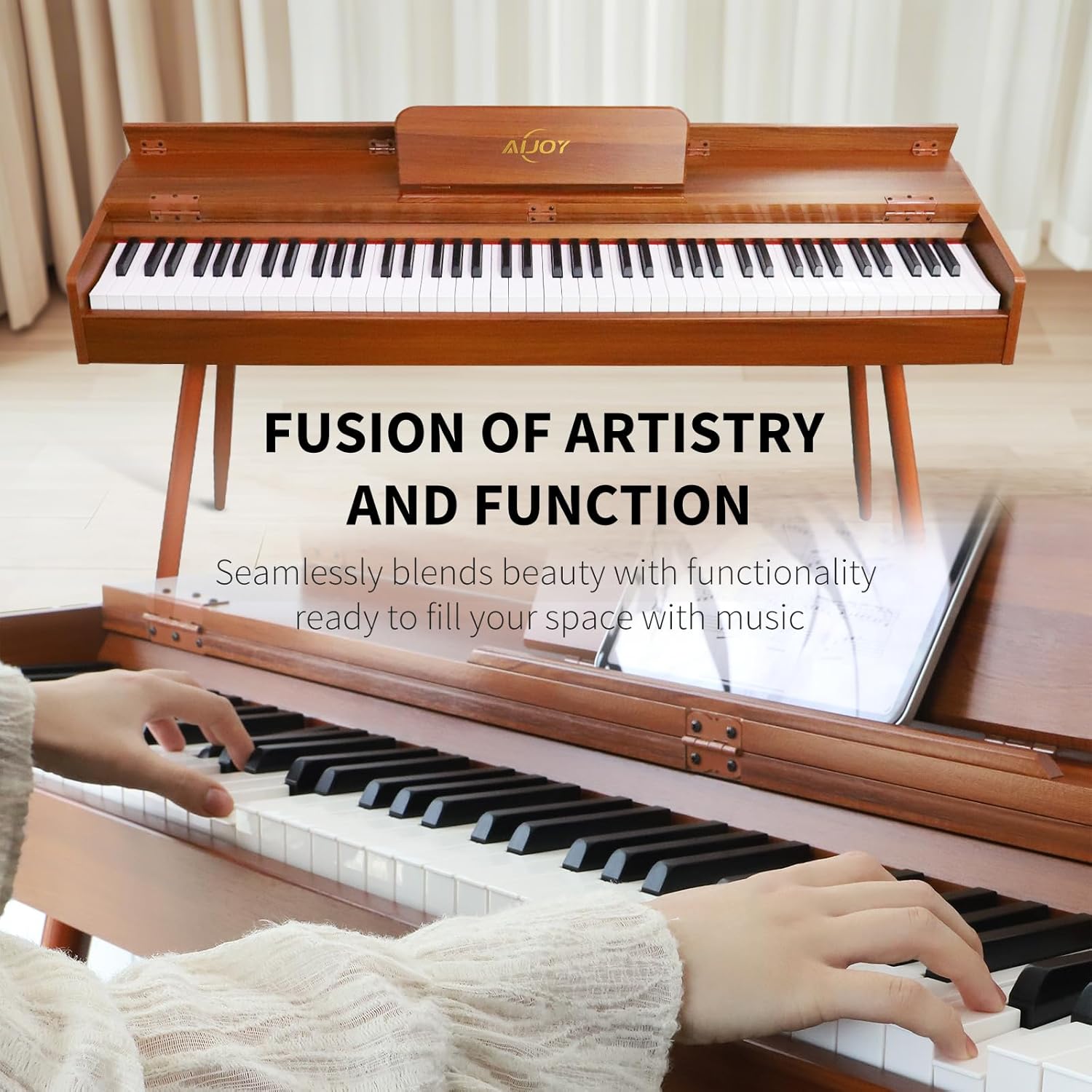 AiJoy 88-Key Digital Piano, Hammer-Action Weighted Keyboard with Triple Pedals, 20W Stereo Speakers, USB-MlDl & Dual Headphone Jacks, Full-Size Electric Piano for Beginners & Home, ADP-100