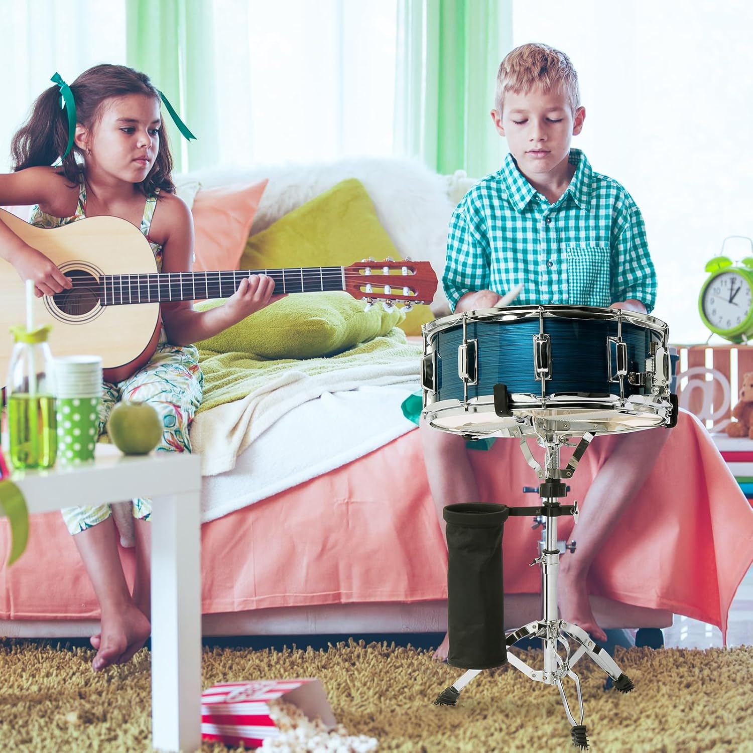 Ktaxon 14 x 5.5 inches Snare Drum Set, Marching Snare Drum Kit for Students Beginners, Comes with Stand Sticks, Key, Bag, Mute Pad and Adjustable Straps (Blue)