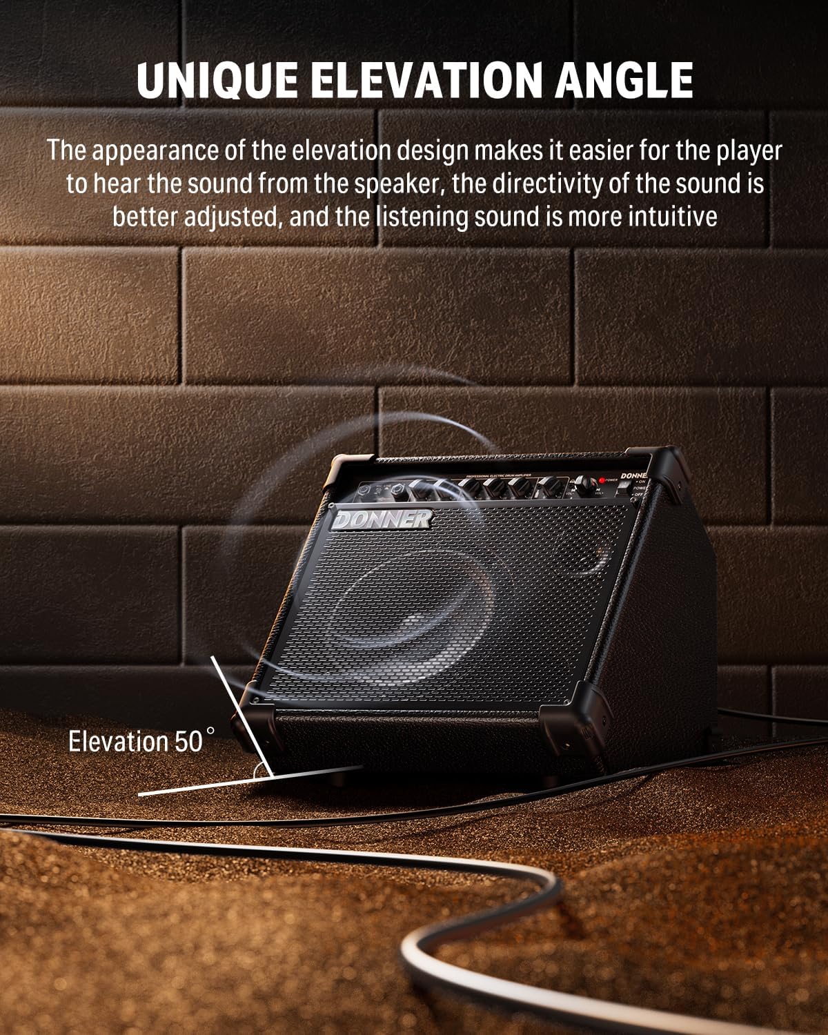 Donner 35-Watt Electronic Drum Amplifier DA-35, 2x8 Speakers, 2-Channel, 3-Band EQ, DI Out, Wireless Audio, Black, Compatible with Electronic Drum & Keyboard, Digital Modeling Amplifier