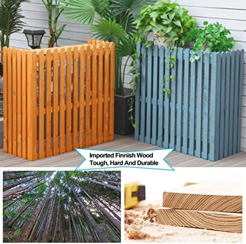 Outdoor Wooden Air Conditioning Cover Decorative Flower Stand Privacy Fence Screen Hide Air Conditioner And Trash Enclosure Air-conditioning External Machine Ra (Natural L106*W45*H96)