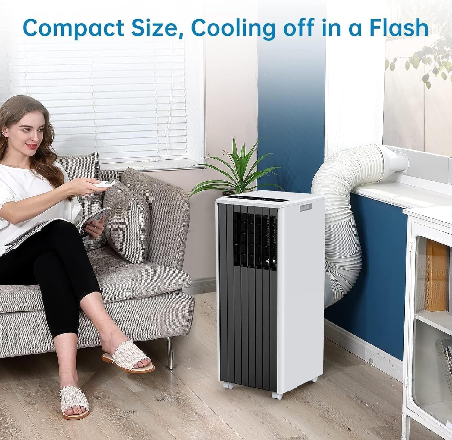 8000 BTU Portable Air Conditioner Cools Up to 350 Sq.Ft, 3-in-1 Fast Cooling Unit with Dehumidifier & Fan mode, Sleep Mode & Remote Control, 24H Timer
