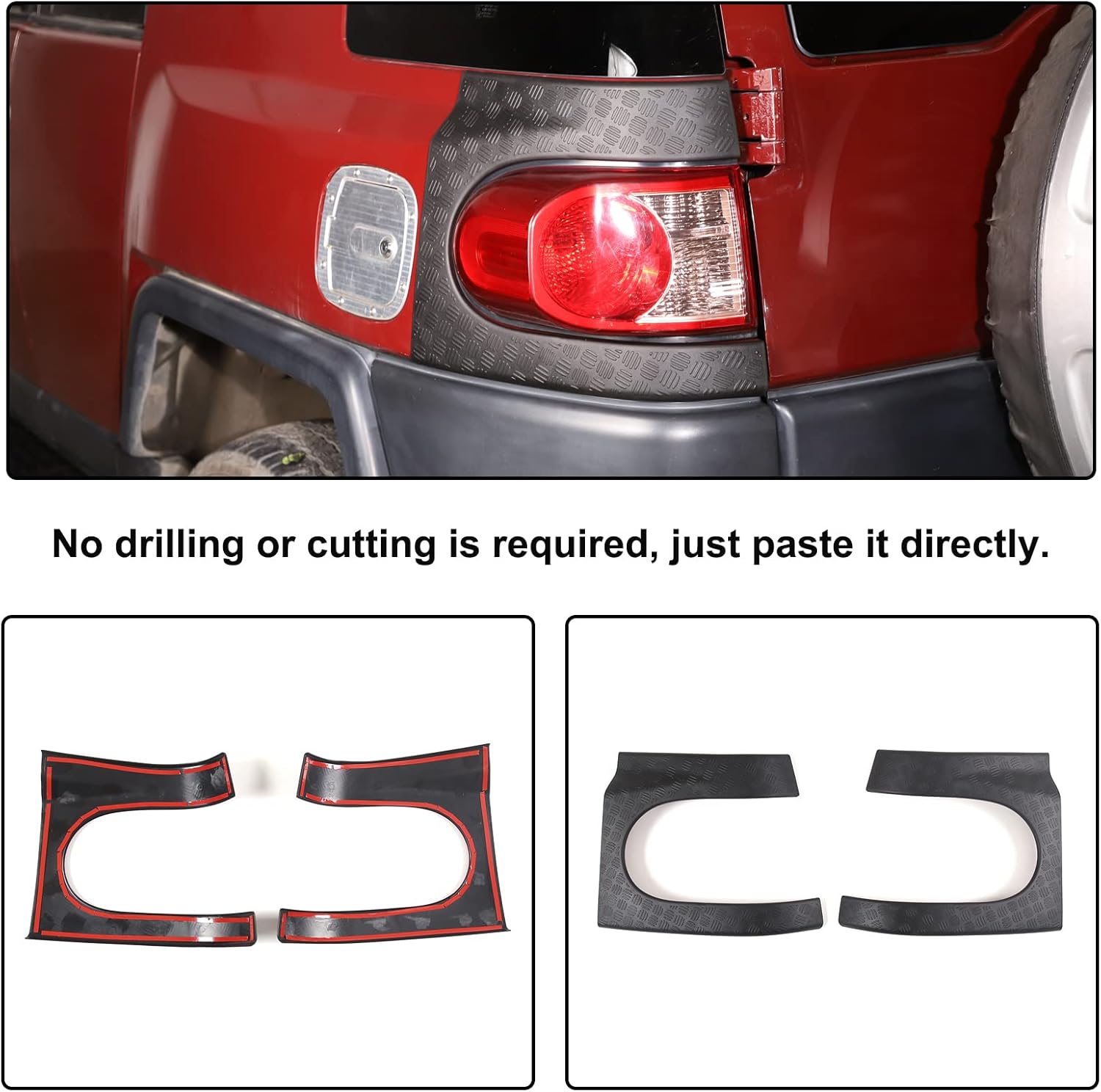 Aunginsy Car Cowl Body Armor Outer Cover Side Corner Guards Fit Toyot@a FJ Cruiser 2007-2021 Tail Light Taillight Fog Taill Wrap Angle Guard Trim Accessories