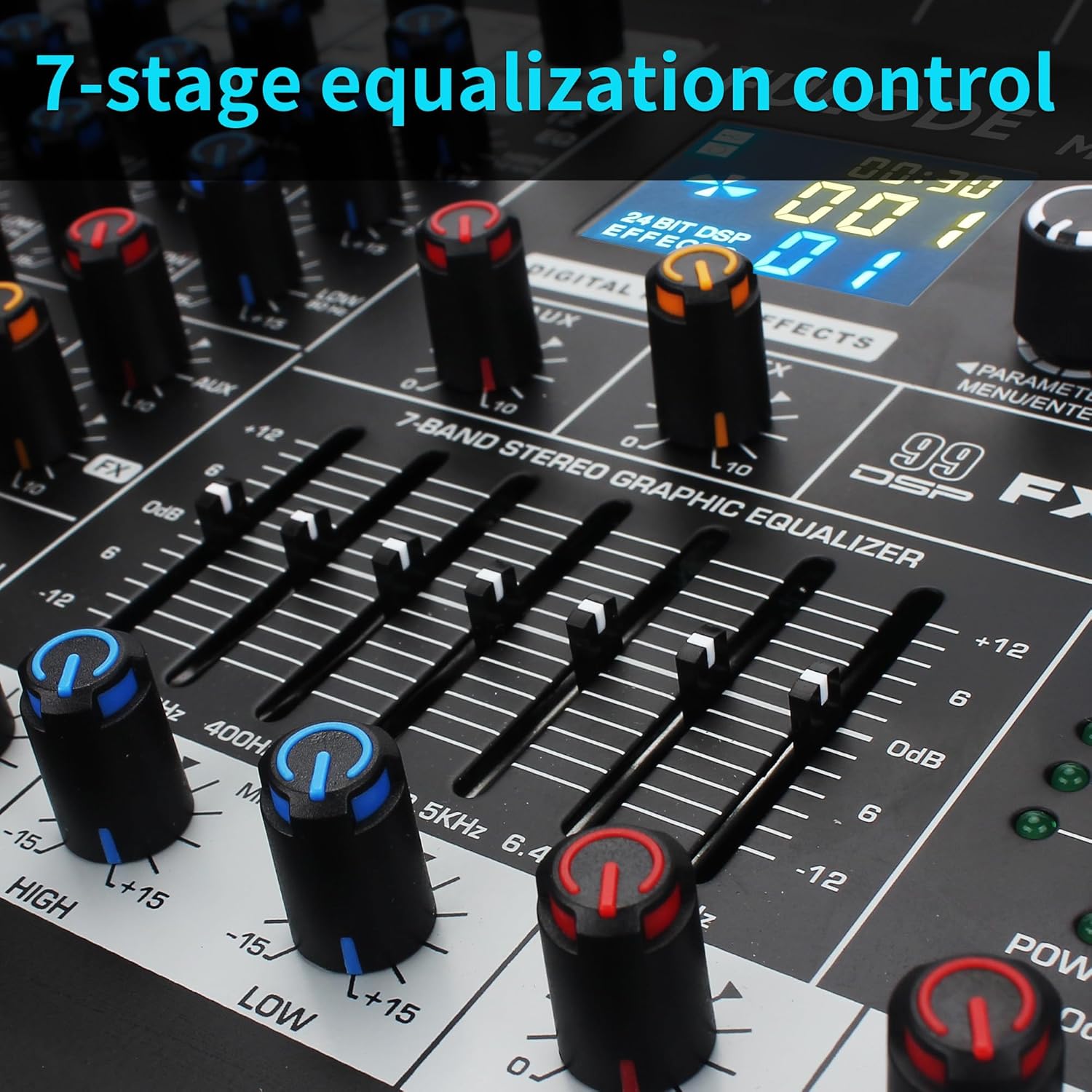 8-Channel Professional Audio Mixer Sound Board Console 99 Bit DSP Digital Processor w/USB Bluetooth MP3 for PC Recording Input, XLR Microphone Jack, 48V Power, DJ Mixer