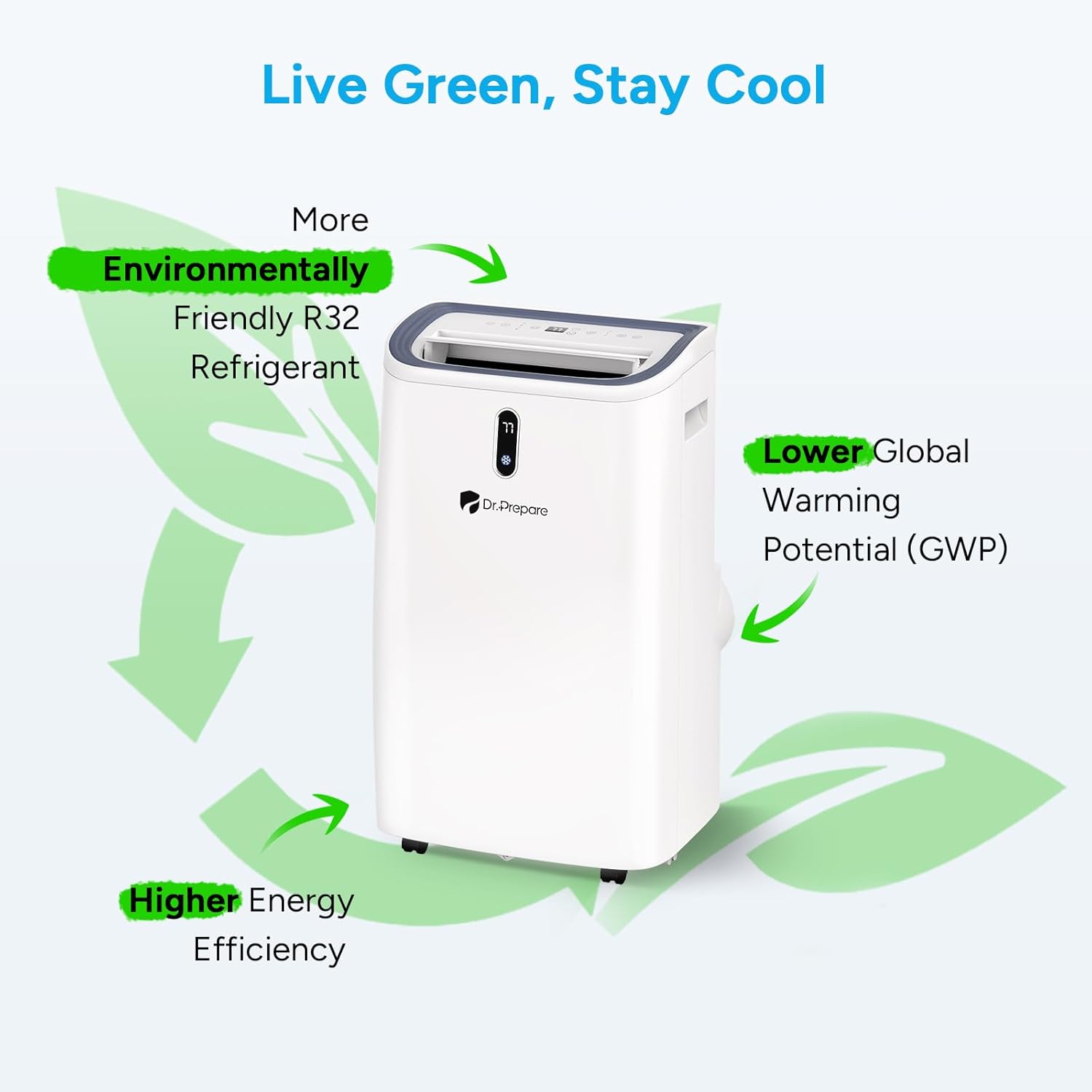 DR.PREPARE 14,000 BTU Portable Air Conditioner with WiFi Enabled, Cooling, Dehumidifier, Fan & Sleep Modes 4-in-1 Portable AC w/Remote Control & 67'' Window Kit, Cools Up To 700 sq. ft, 1-24H Timers