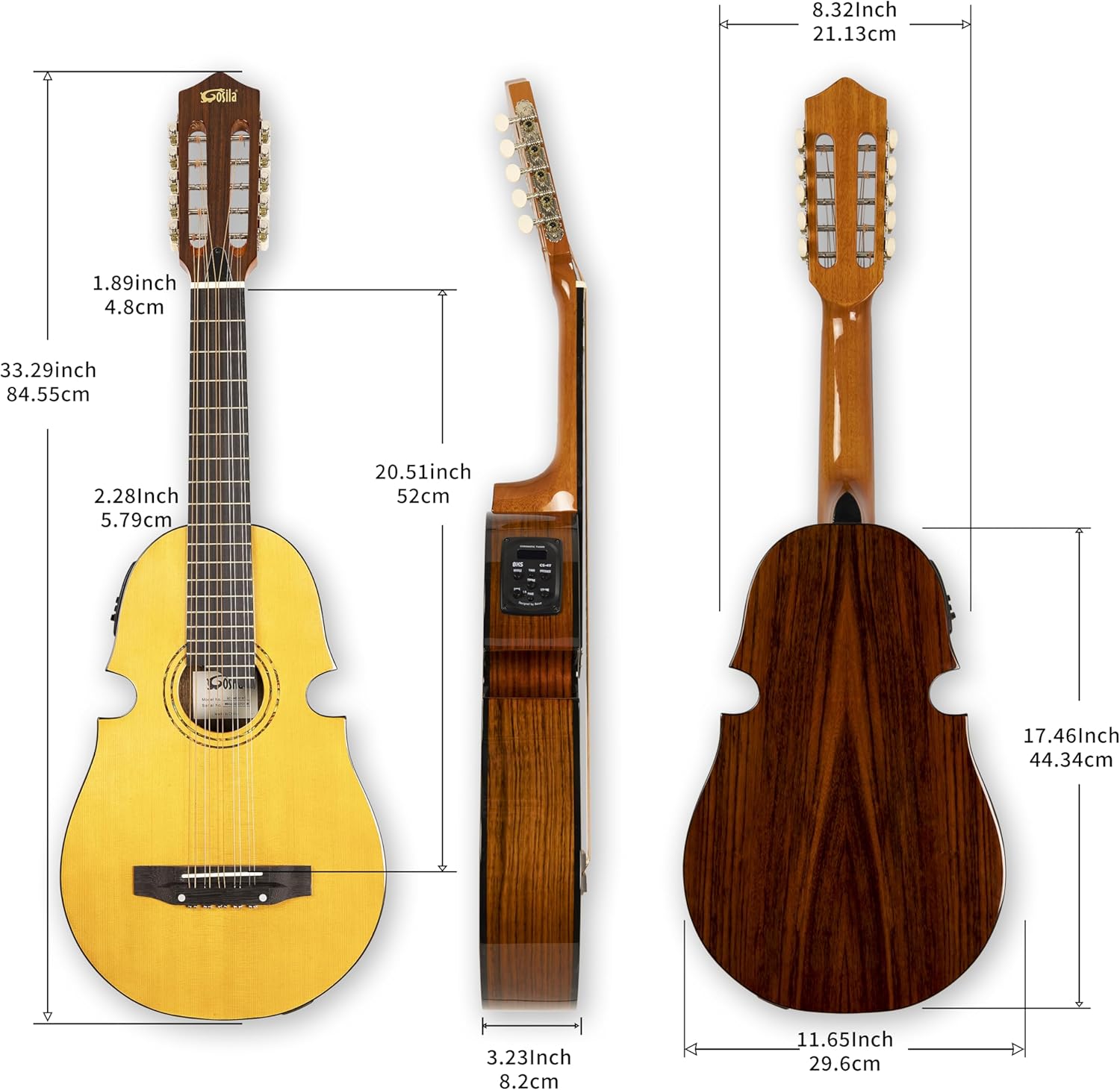 10 String Electric Acoustic Puerto Rican Cuatro Guitar Solid spruce top Ovankol back & sides rosewood fingerboard &bridge