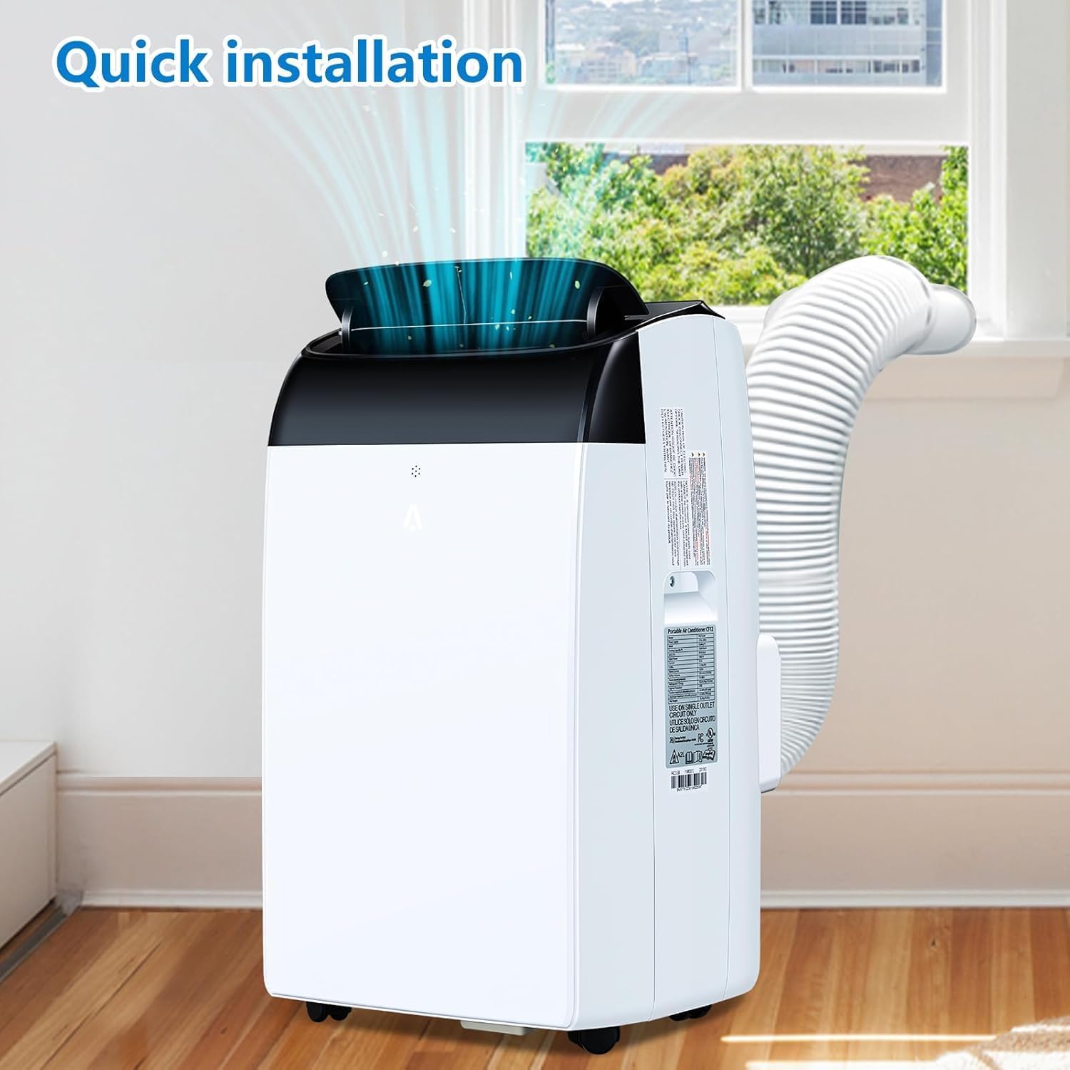 12,000 BTU Fast Cooling Portable Air Conditioner, 4-in-1 Portable Air Conditioner with Cooling, Dehumidifier, Fan, Sleep Mode, Remote Control, 24-Hour Timer, Cools Up to 550 Sq. Ft. for Home, Office