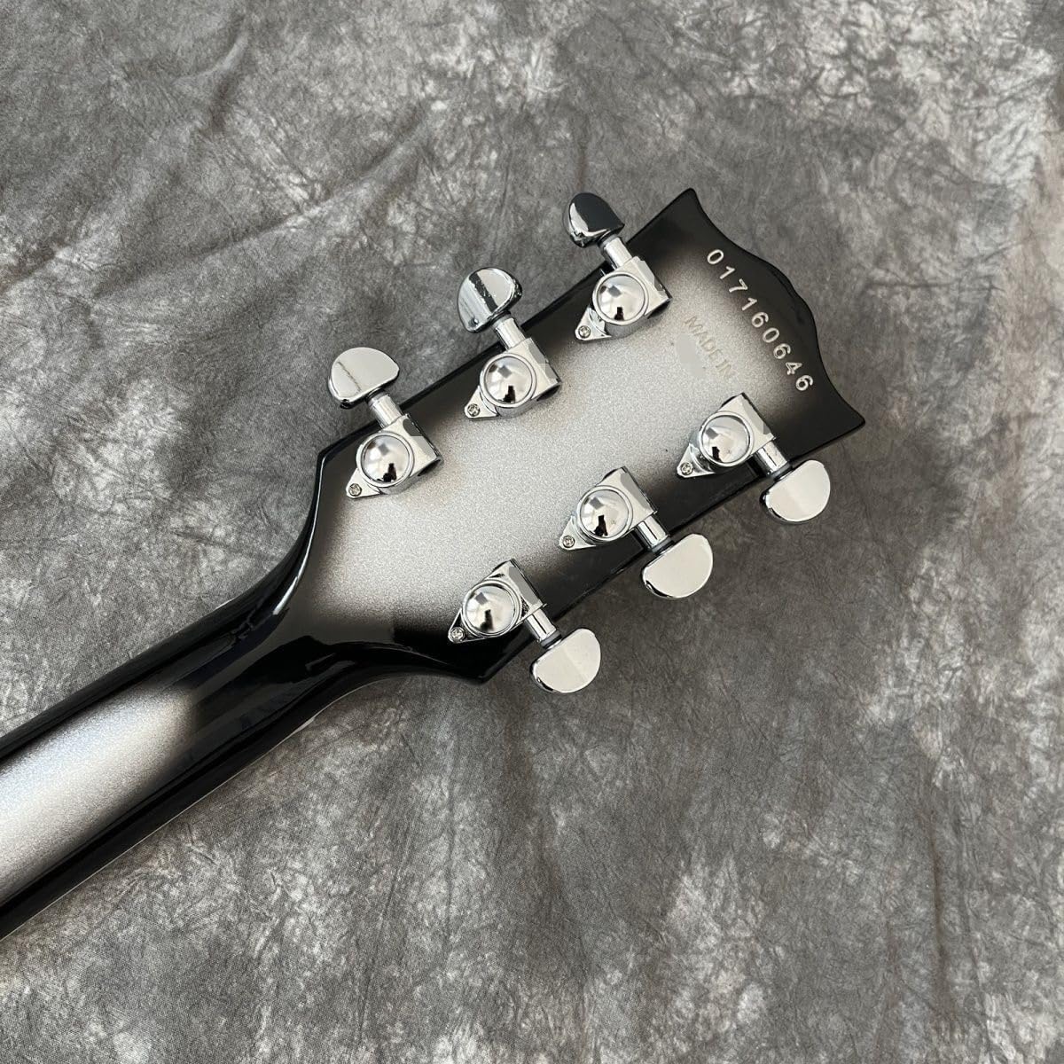 Electric Guitar Silver Burst Single Cutaway Solid Body Set Neck Dual Humbuckers Chrome