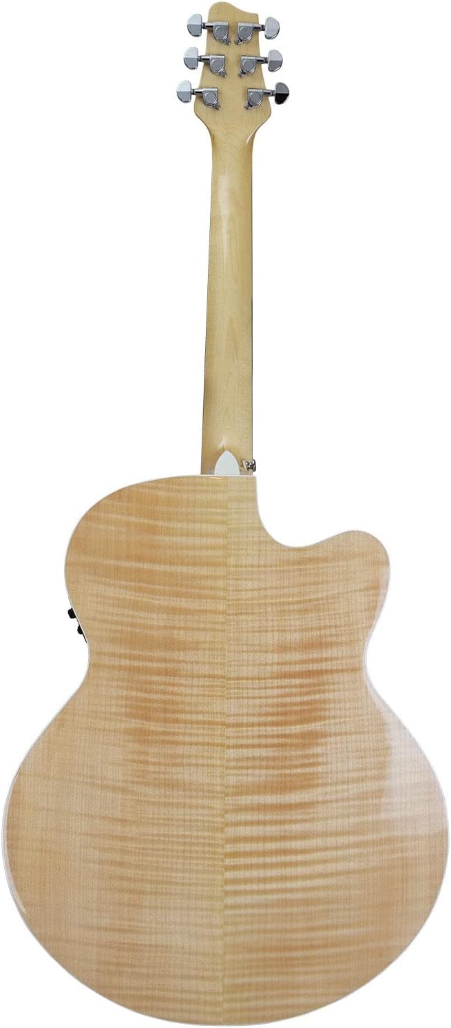 Sawtooth Maple Series Left-Handed Acoustic-Electric Cutaway Jumbo Guitar with Hard Case and Pick Sampler