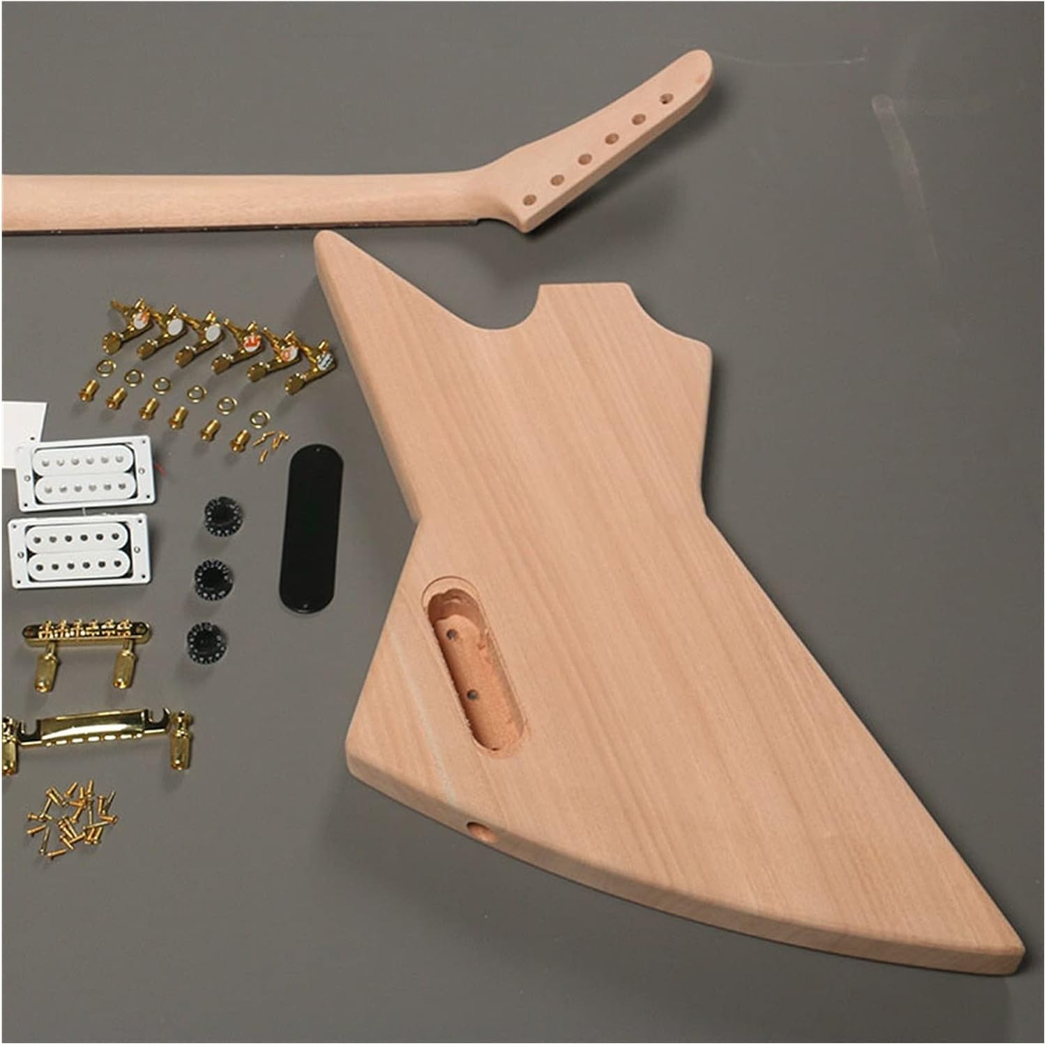 DIY Electric Guitar Kit 6 String Unfinished DIY Electric Guitar with Gold Hardware Mahogany Body&Neck Rosewood Fretboard