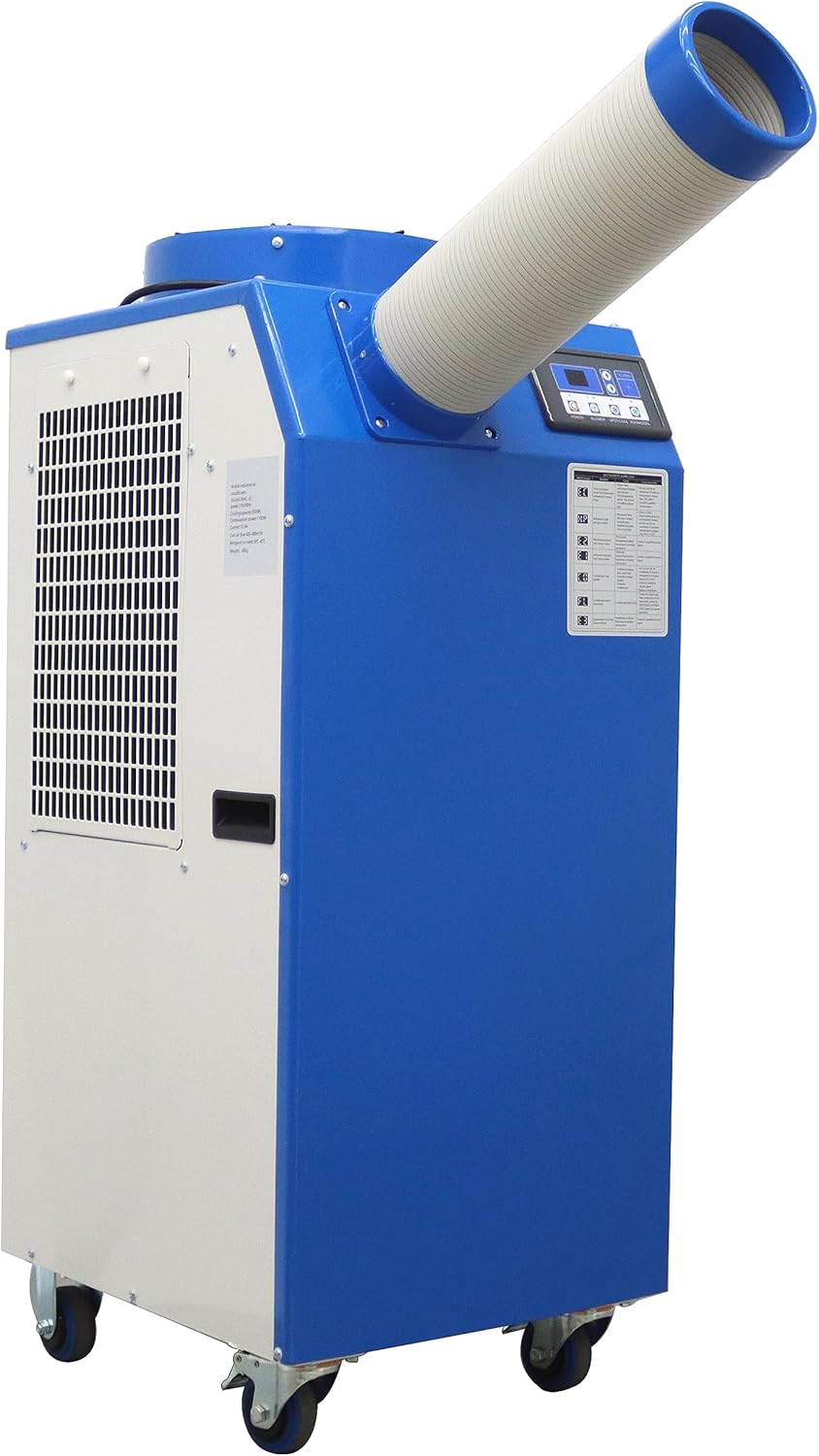 11900 BTU Industrial Portable Air Conditioner Single Nozzle Mobile Spot Cooler with 3.7 Gal Water Tank Automatic Control 480m³/h 110V 1400W