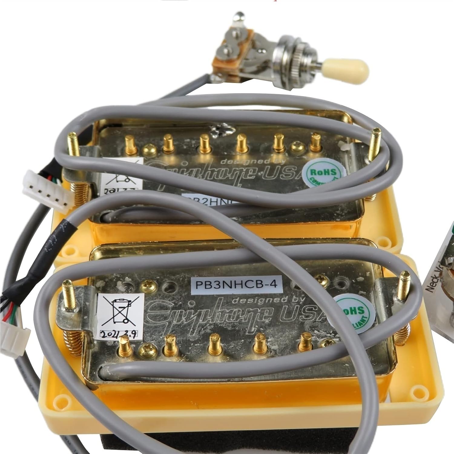 Electric Guitar Pickups Humbucker Pickups Alnico 5 ProBucker Push/Pull Wiring Harness Electric Guitar Pickups for Epiphone Guitar Pickup Set (Color : Golden YE)