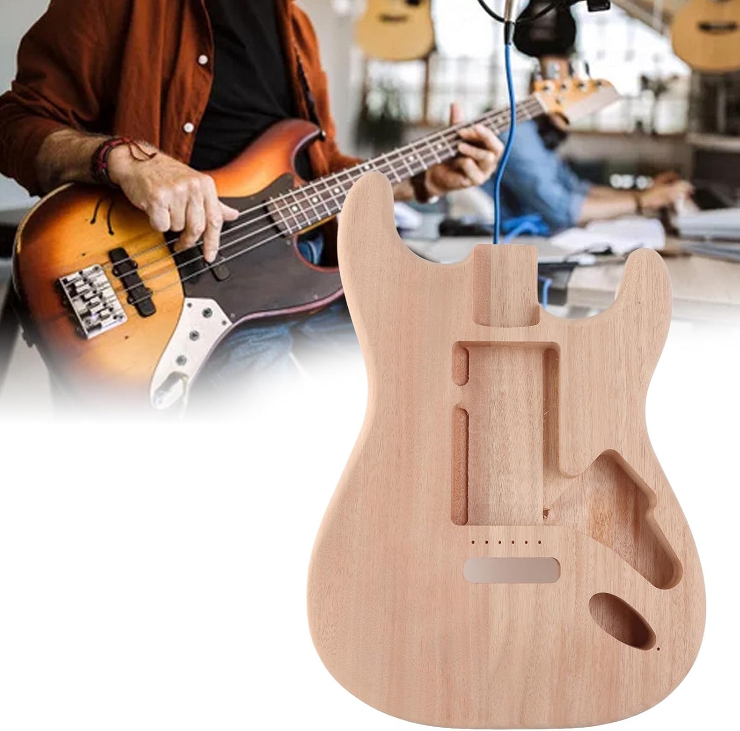 Pilipane Unfinished Electric Guitar Mahogany DIY Professional Electric Guitar Body Replacement Blank (GSB09)