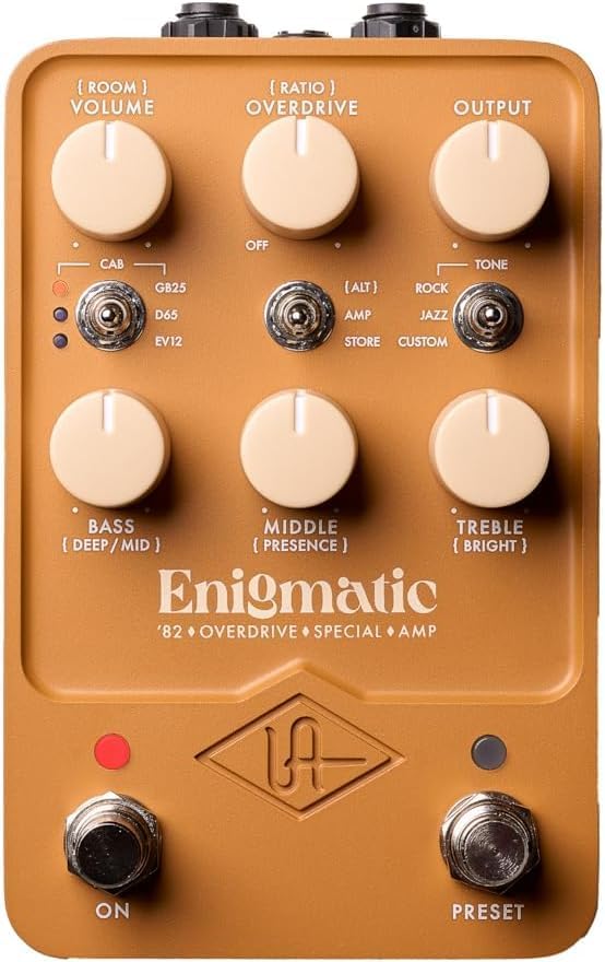 Universal Audio UAFX Enigmatic '82 Overdrive Special Amp Pedal - Bundle with Instrument Cable and 2 Patch Cables