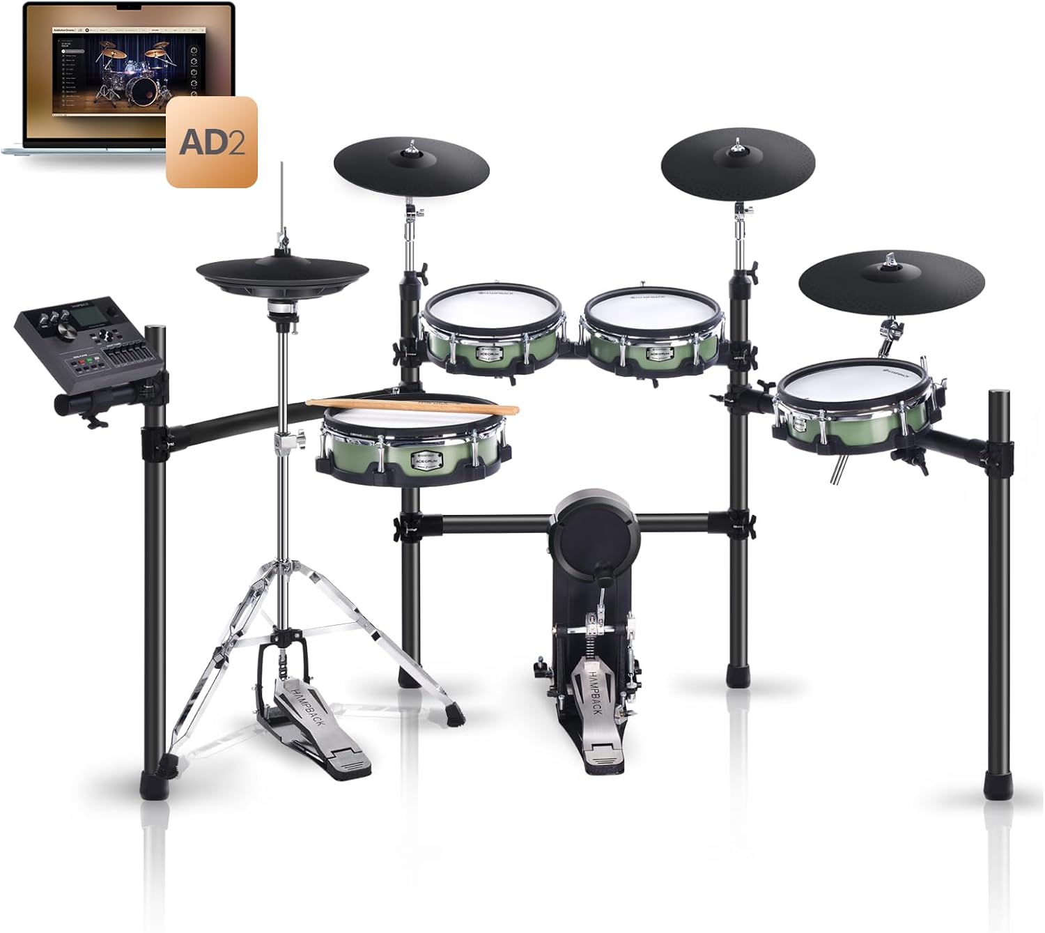 ACE-530 Electric Drum Set with Double Layers Mesh Heads, Choke Cymbal, Independent Hi-hat Stand, Restore Authentic Drum Sound & Percussive Feel, Bluetooth Sound Module, Suit for Professional