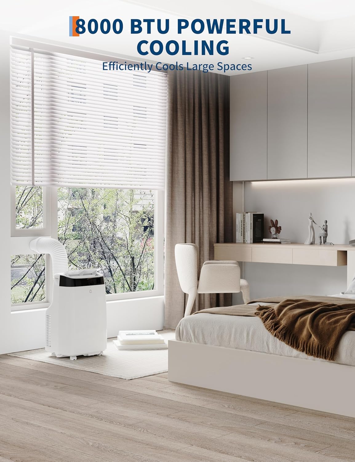 14000 BTU Portable Air Conditioner - Powerful Cooling for Rooms Up to 750 Sq Ft | 3-In-1 AC Unit with Cooling, Fan & Dehumidifier | Ultra-Quiet Sleep Mode, Remote, Timer | Easy Setup Window Kit Includ
