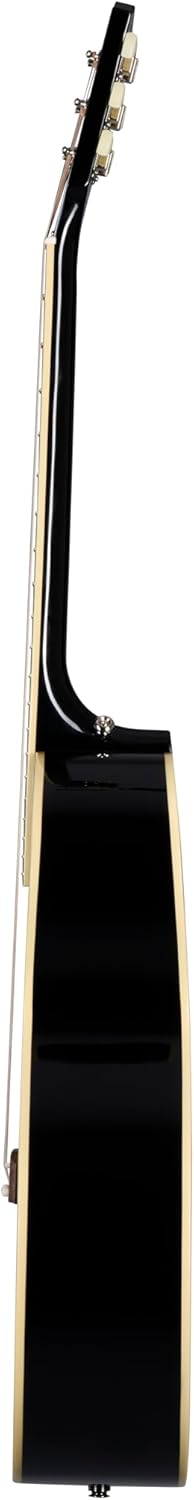 Epiphone Inspired by Gibson Custom J-180 Long Scale Acoustic Electric Jumbo, Ebony with Hard Case