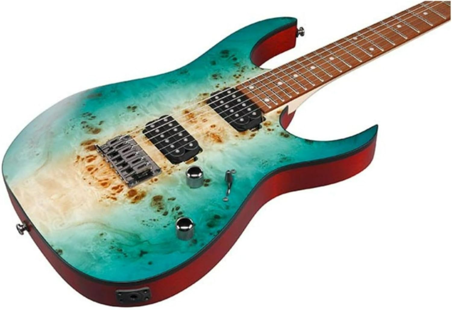 Ibanez RG421PB Standard 6-String Right-Handed Electric Guitar with Poplar Burl Top, Meranti Body, and Jatoba Fretboard (Caribbean Shoreline Flat)