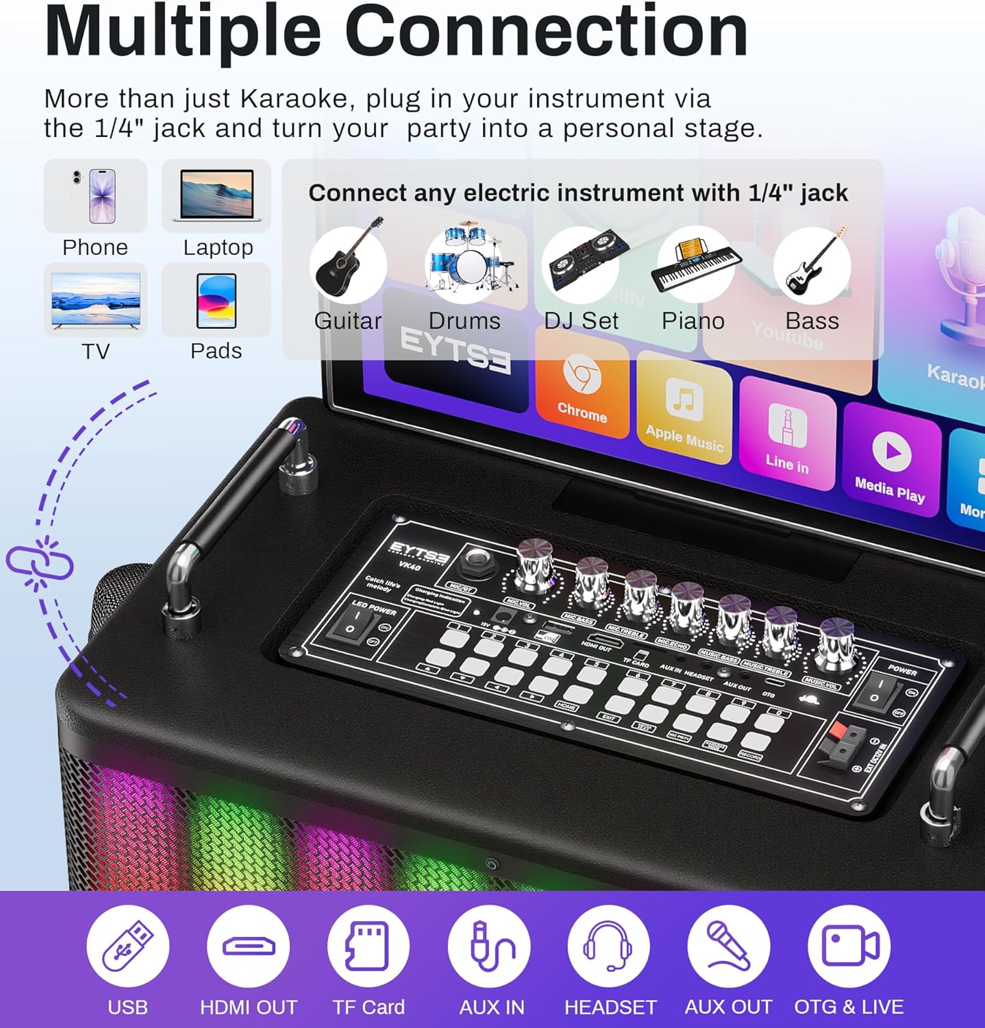 Karaoke Machine with Lyrics Display 14.1