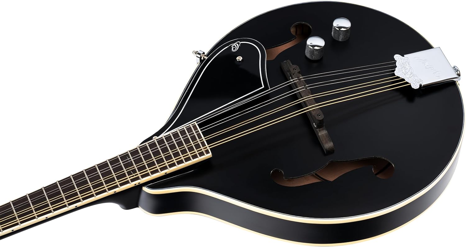 Ortega Guitars, 8-String A-Style Series Acoustic-Electric Mandolin w/Bag, Right, Stain (RMAE40SBK)