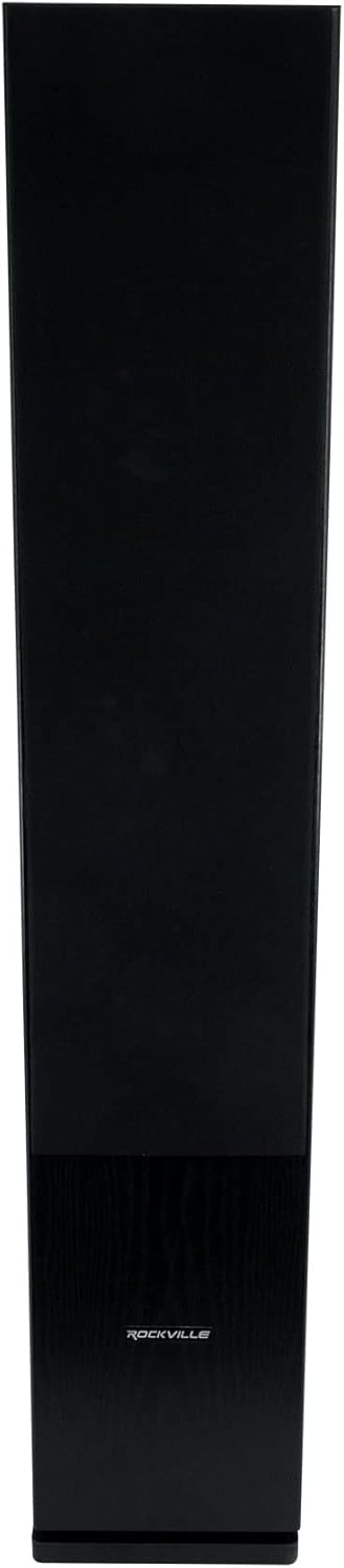 Rockville RockTower 68B Passive Tower Speaker, 8 Ohm, Black, High-Fidelity Sound, Detachable Grille, 3-Way, 6.5