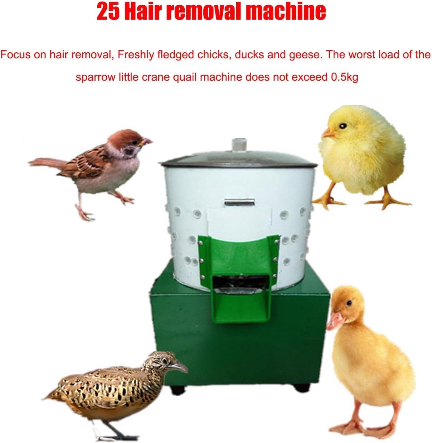 Fowl Food Processor Electric, Commercial Chicken Plucker, Poultry De-featherer with 110 Rubber Fingers, Chicken Turkey Defeathering Machine, for Farming Abattoir Home