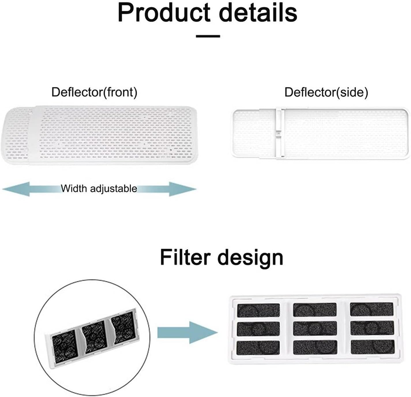 Adjustable Air Conditioner Deflector with Filter Ac Air Outlet Air Wing Household Summer Folding Wind Screen Wind Shield