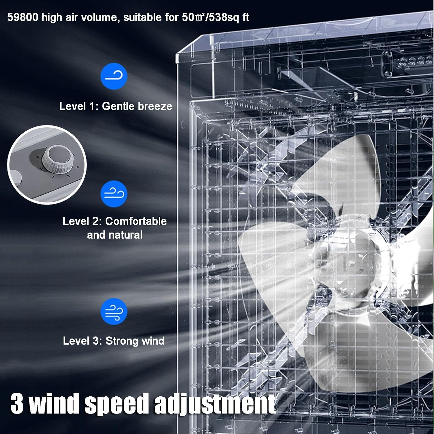 Evaporative Air Cooler, 3-in-1 Swamp Cooler, Portable Air Conditioners with Knob, 3-Speed, 11 Gal Water Tank for Home/Office/Garage/Patio