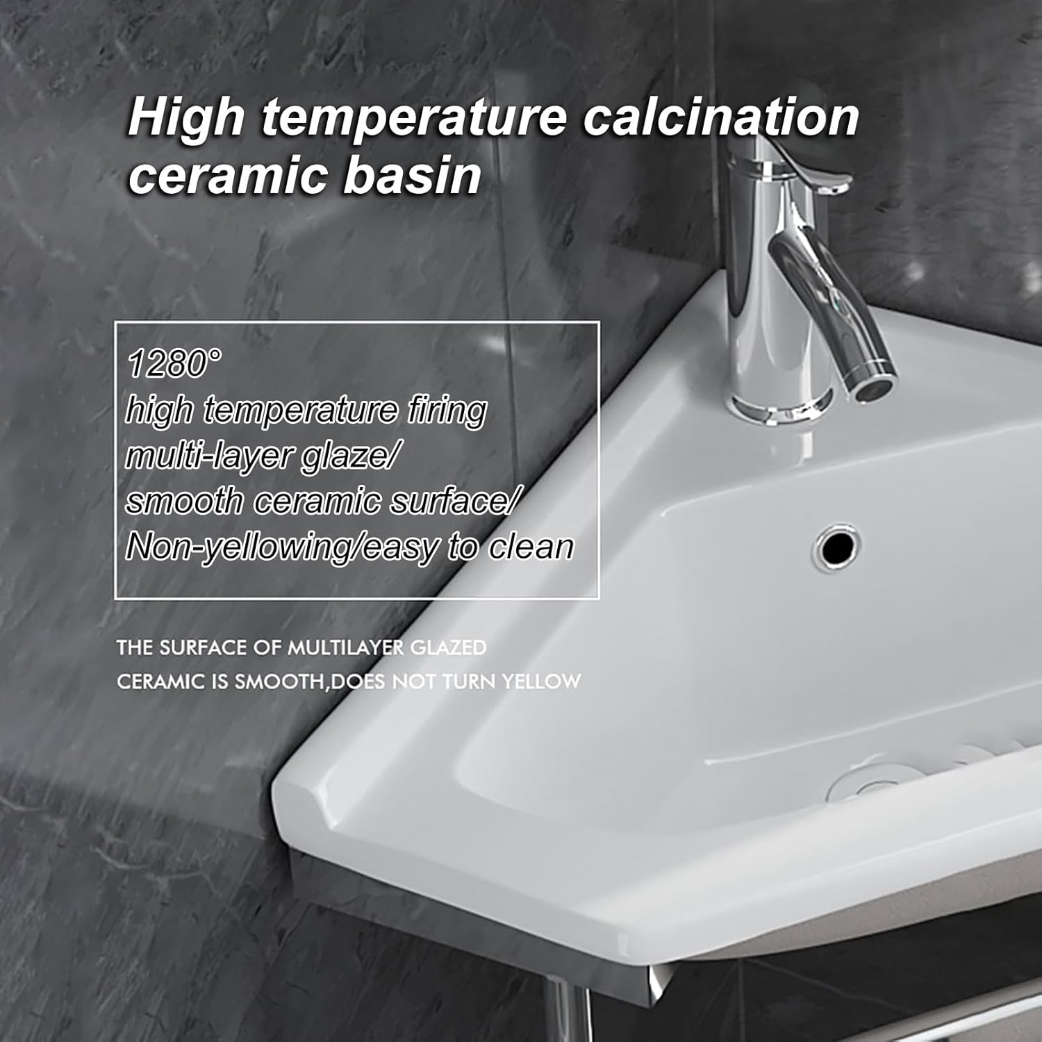 Modern Wall Mount Small Corner Bathroom Vessel Sink with Faucet Drain Towel Bar Ideal for Kitchen Bathroom Restaurant Laundry Farmhouse 10in/25.5cm