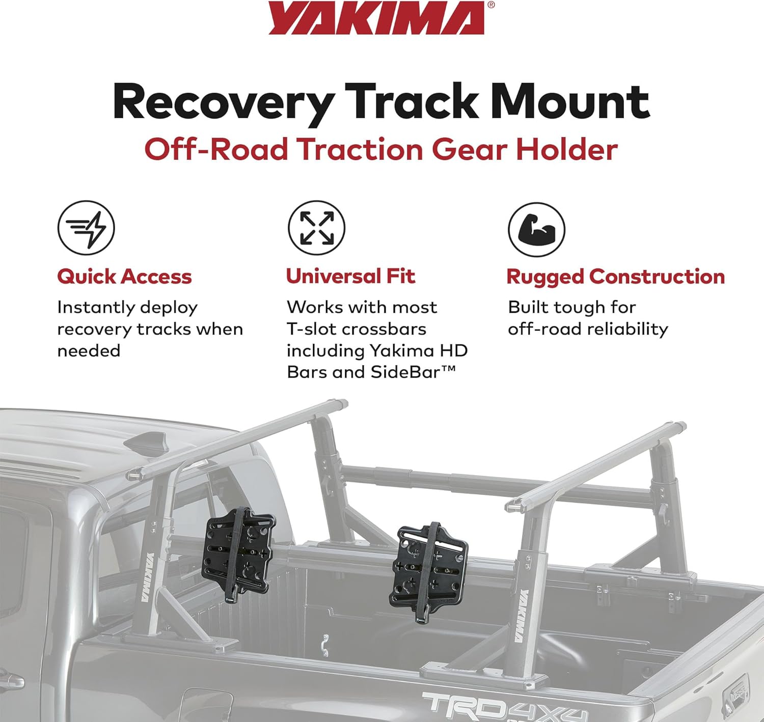Yakima 35 Pound Load Capacity Heavy Duty Steel Recovery Track Mount Holds up to four MAXTRAX MKII, TRED Pro, or TRED 800/1100 Recovery Tracks, Black