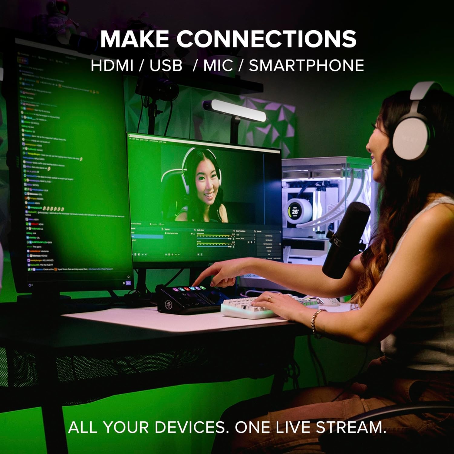 Mackie MainStream Complete Live Streaming and Video Capture Interface With Programmable Control Keys, Matrix Software, HDMI Capture and Thru, USB-C Hub, Bus Powered