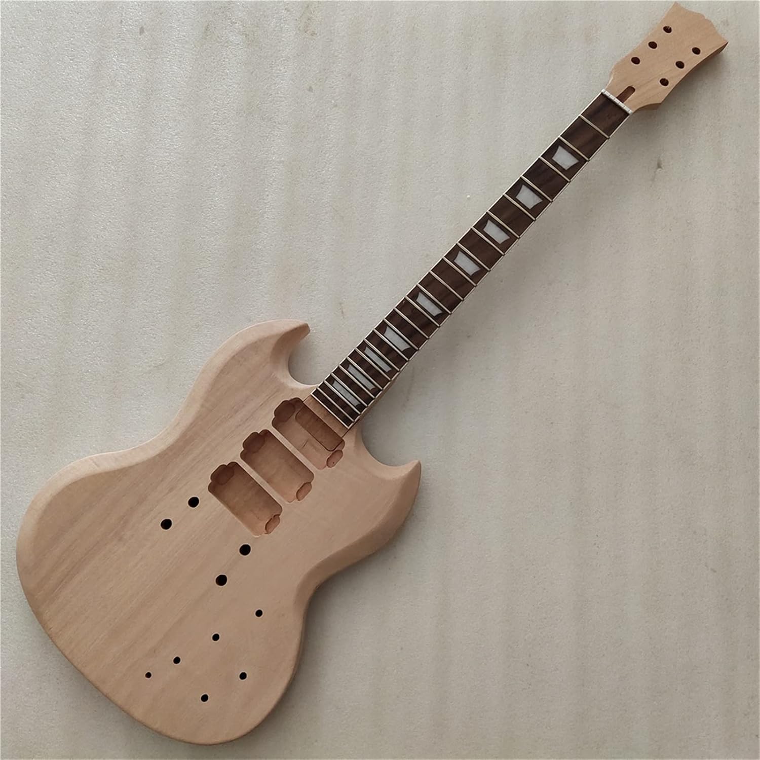 Unfinished Guitar Kit DIY 1 Set Unfinished Guitar Neck and Body SG Style Electric Guitar Kit Handmade ​Guitar Body