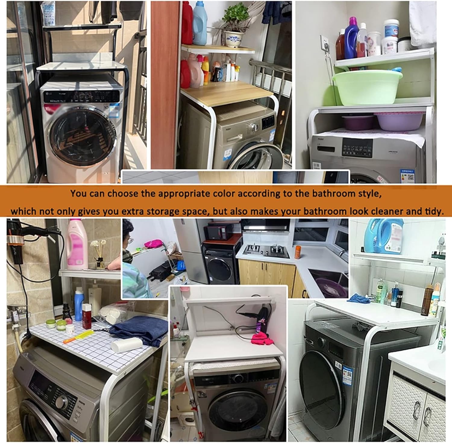 Balcony Washing Machine Drum Holder Storage Holder Washing Machine Upper Space Holder Bathroom Holder (Black C)