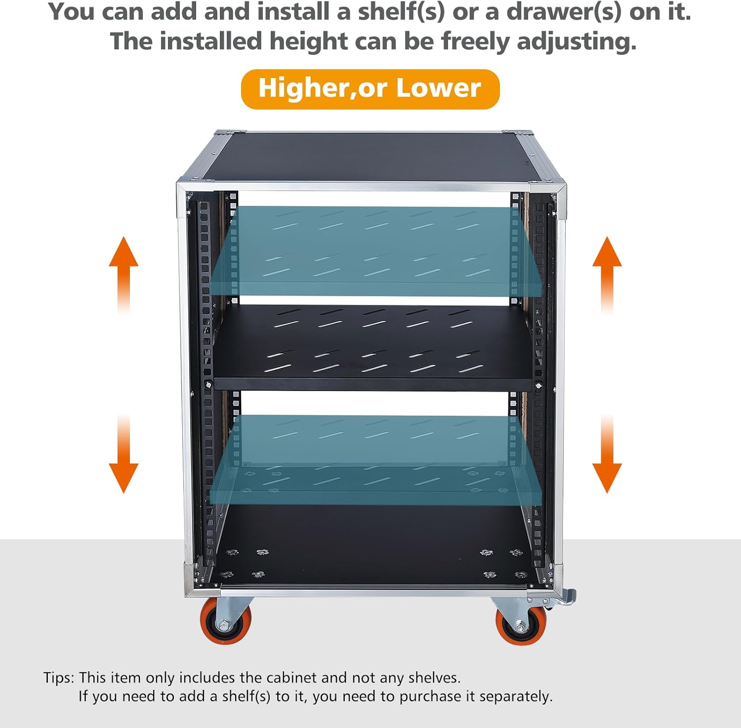 AV Gear Rack 8U Home Audio & Video Stage Stereo Equipment Storage Cabinet Stand On Wheels - 8U 19in Server IT Network Data Devices Storage Rack Cabinet - SC01-8U