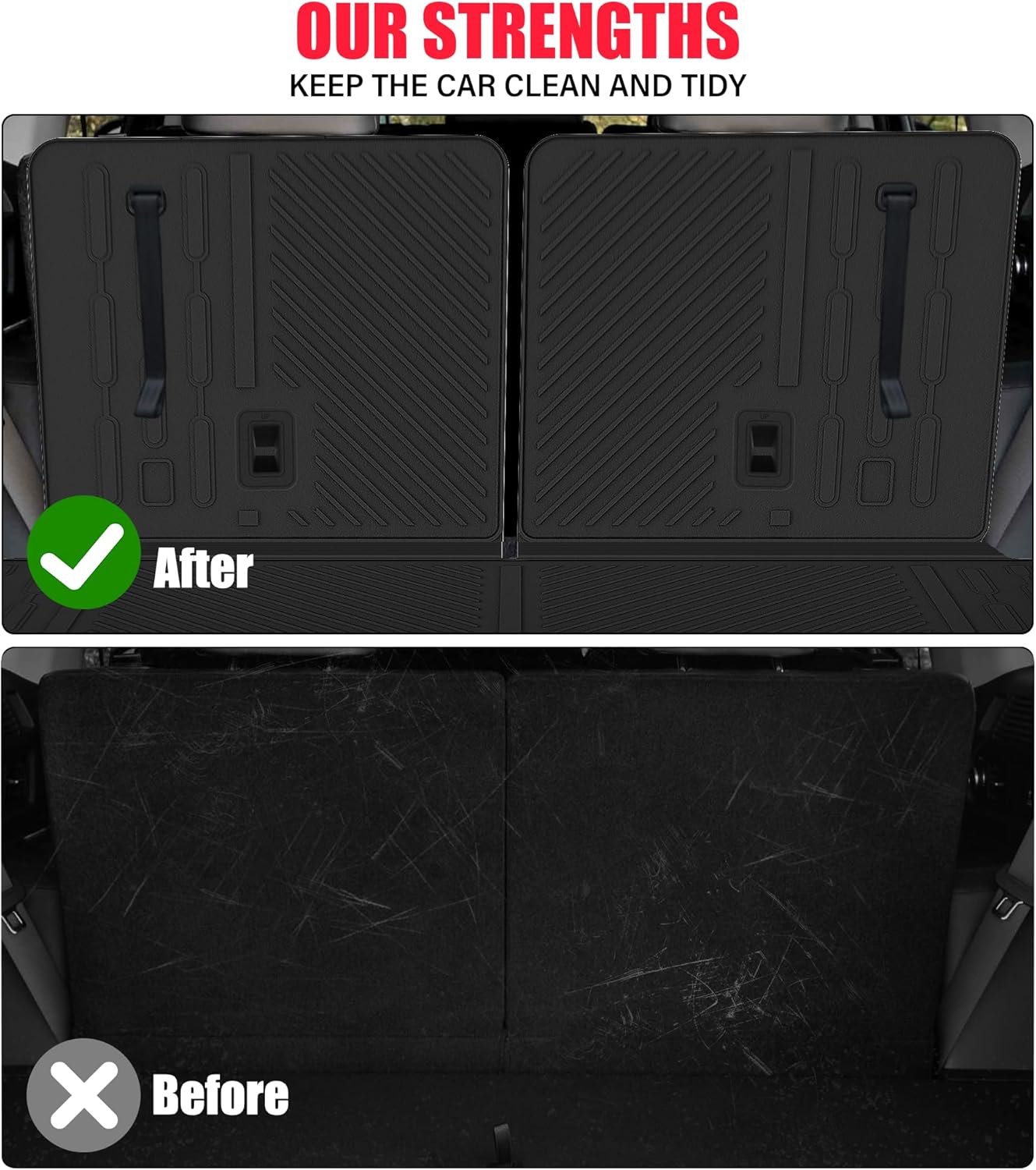 Floor mats for 2020-2025 2026 Ford Explorer 7 Seats Trunk Mat with Backrest Mat All Weather TPE Rubber Cargo Liner for 2020 2021 2022 2023 2024 2025 2026 Ford Explorer Accessories