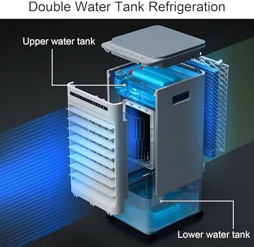 Portable Air Cooling Fan, Dual Water Tank Cooling Fans, 12L Large Capacity, Cold Fan Multiple Filters for Home and Mall