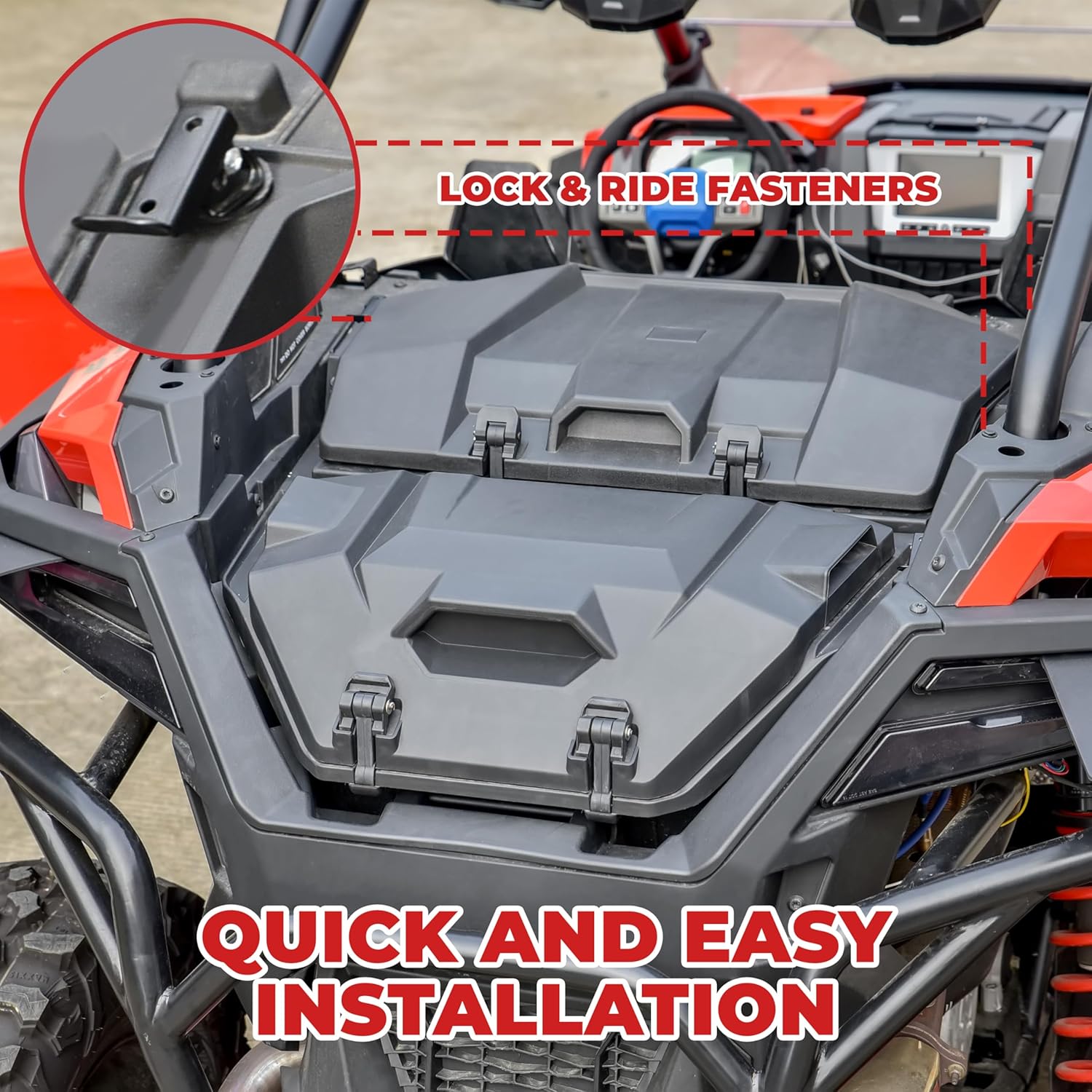 Forward Cargo Box for RZR PRO XP 20-25, 73 QT Forward UTV Water Resistant Storage Bed Box for Polaris RZR Turbo R/RZR PRO XP 4 Sport 2022-2025 Accessories (Replacement #2883751)