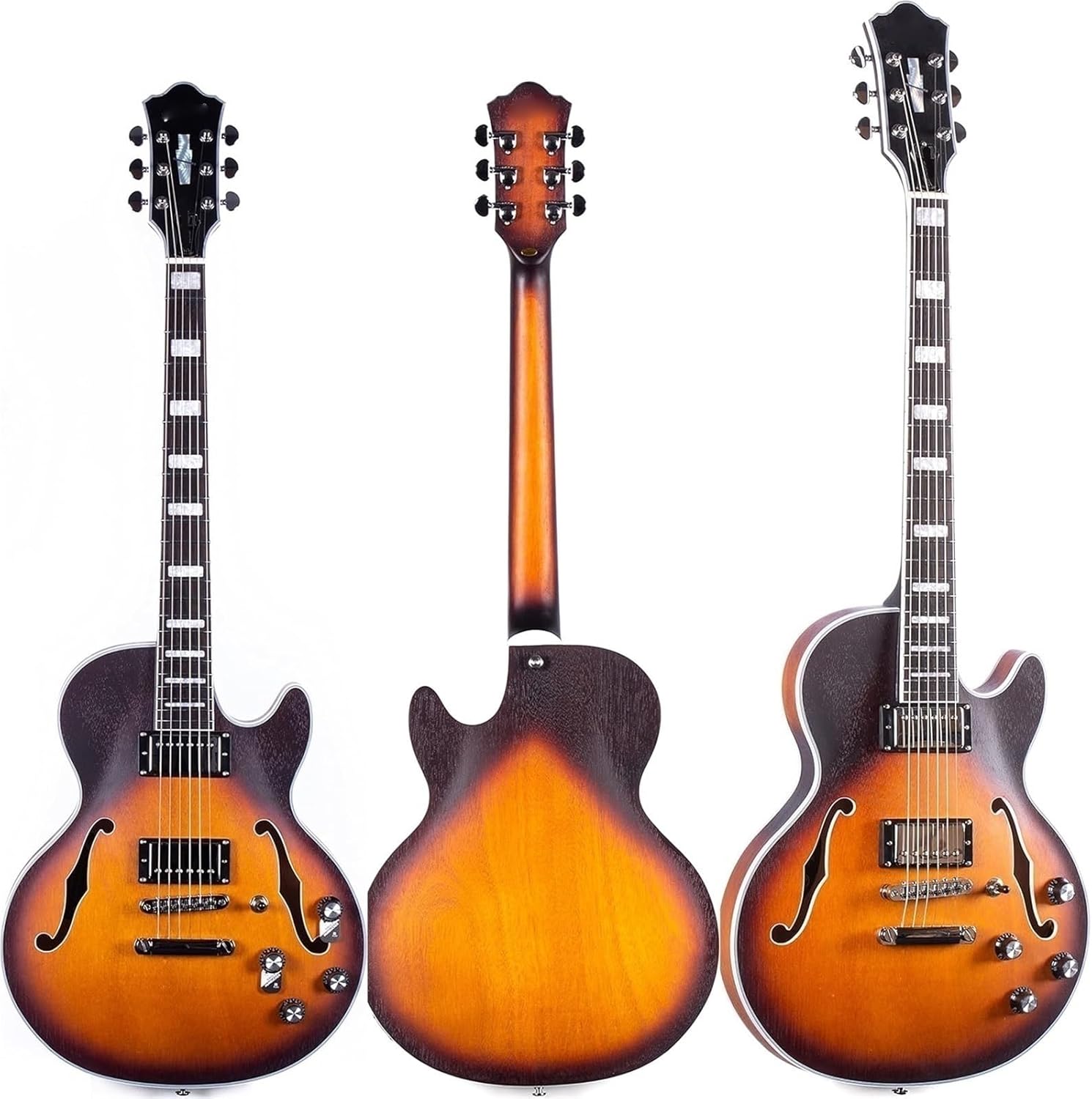 Beginner Electric Guitar Kits Semi Hollow Body Electric Guitar Matte Finished With Gigbag(Red)