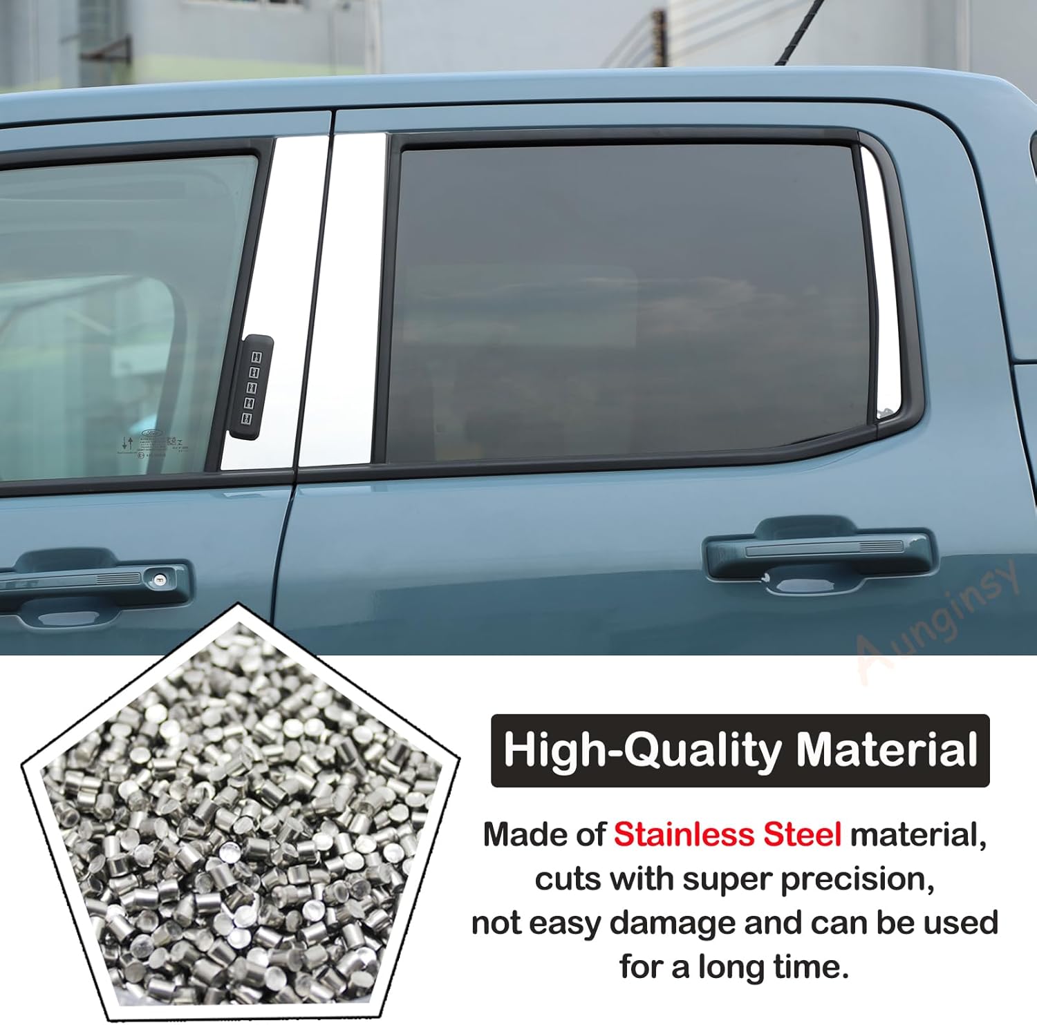 Car Door Window Centerpillar Molding Trim Cover Compatible with Ford Maverick 2022 2023 Car Exterior Side Door Window Center Pillar Post Molding Decorative Panel Protection Stainless Steel Accessories