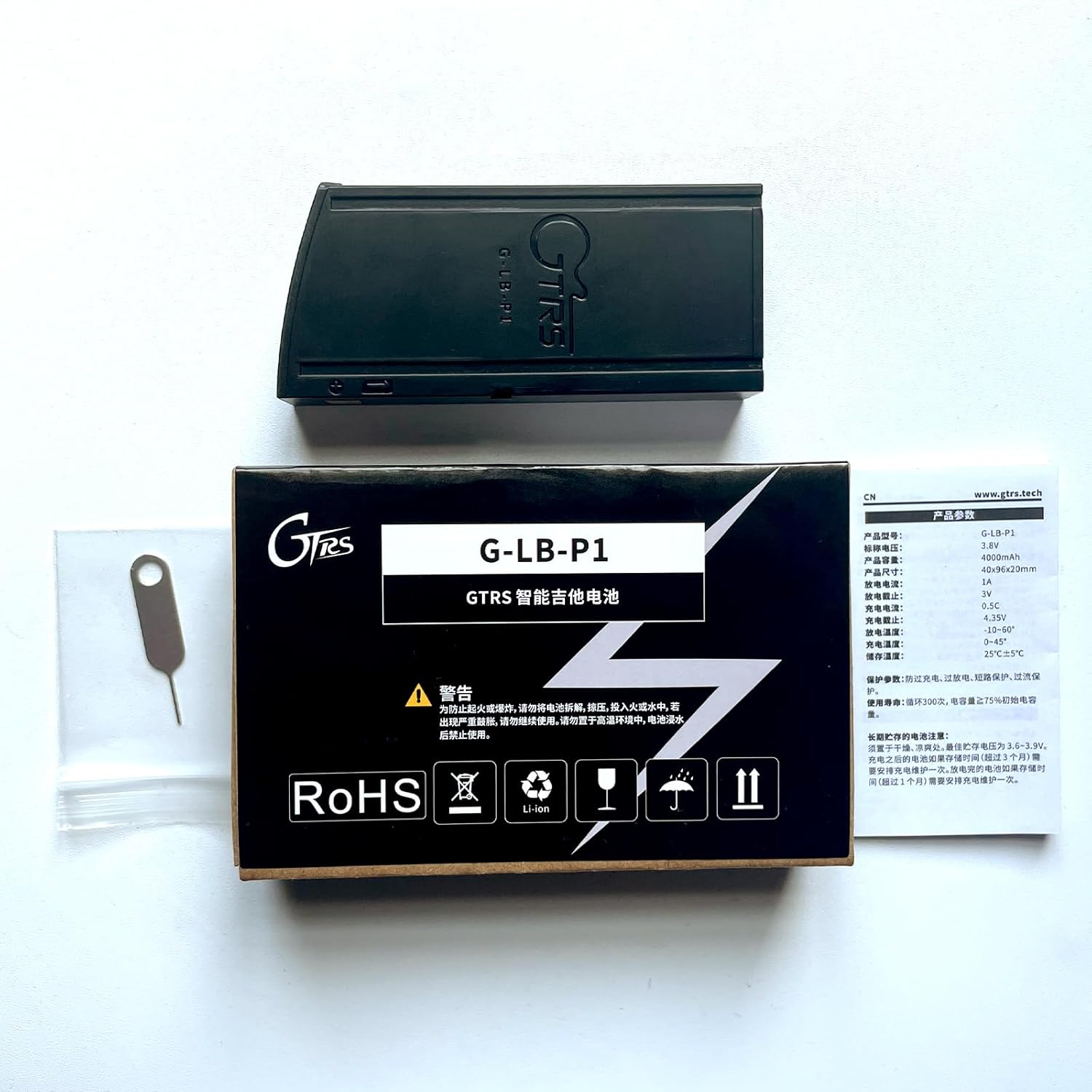 GTRS P801 Smart Electric Guitar With Effect App, Professionam Guitar And G-LB Replaceable Rechargeable Battery