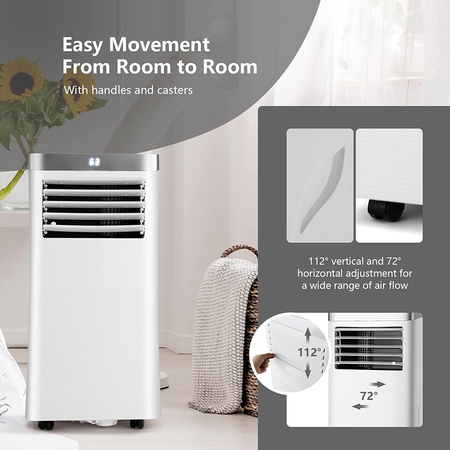 DORTALA Portable Air Conditioners 10000 BTU, AC Cooling Unit with Fan & Dehumidifier, Remote Control, 24H Timer, Window Kit, Standing AC for Bedroom, Dorm, Cools Up to 350 sq.ft