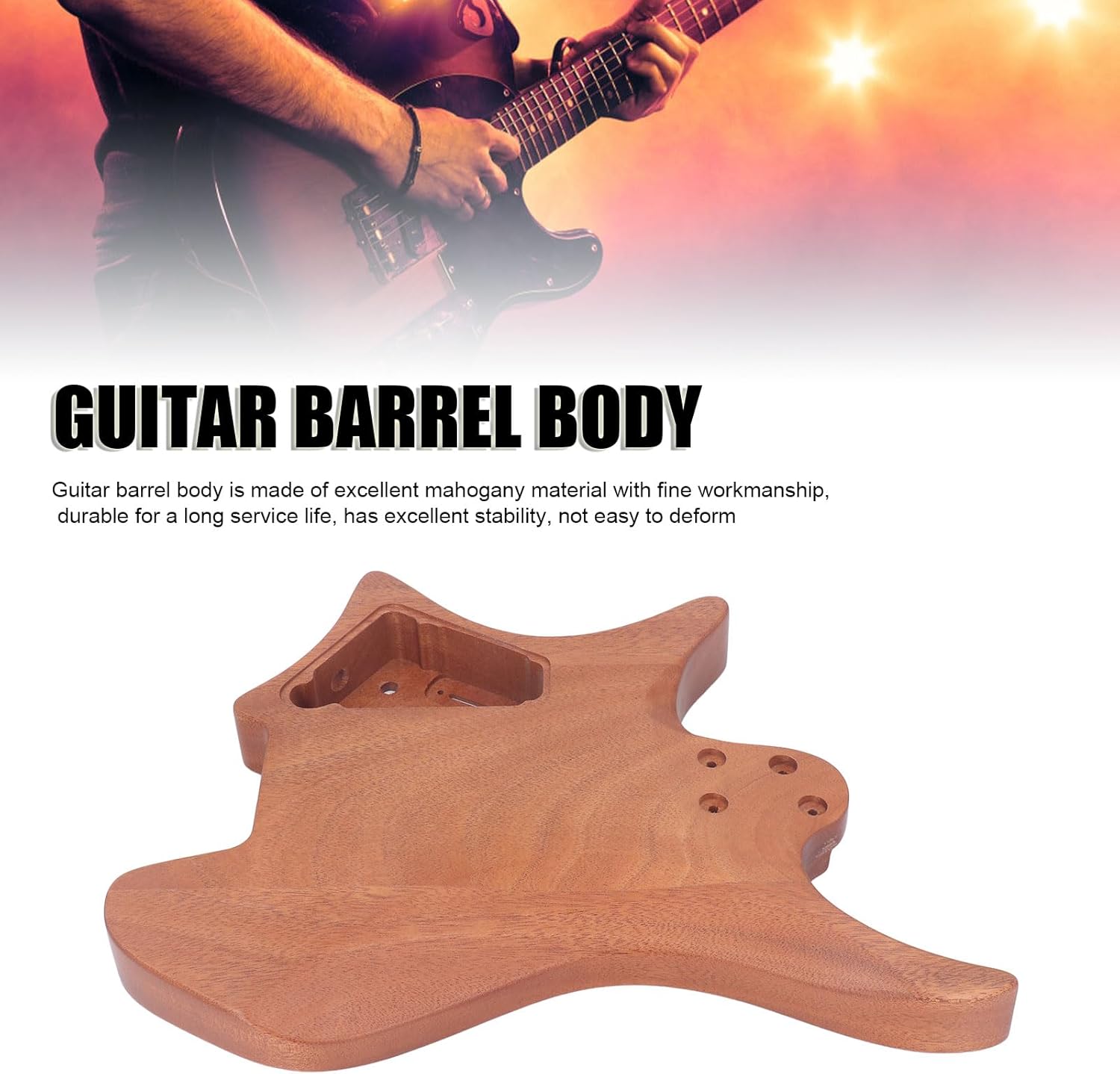 WALFRONT Mahogany Guitar Body DIY Electric Guitar Parts Unfinished Polished Mahogany Shape for Customization with Custom Neck and Hardware