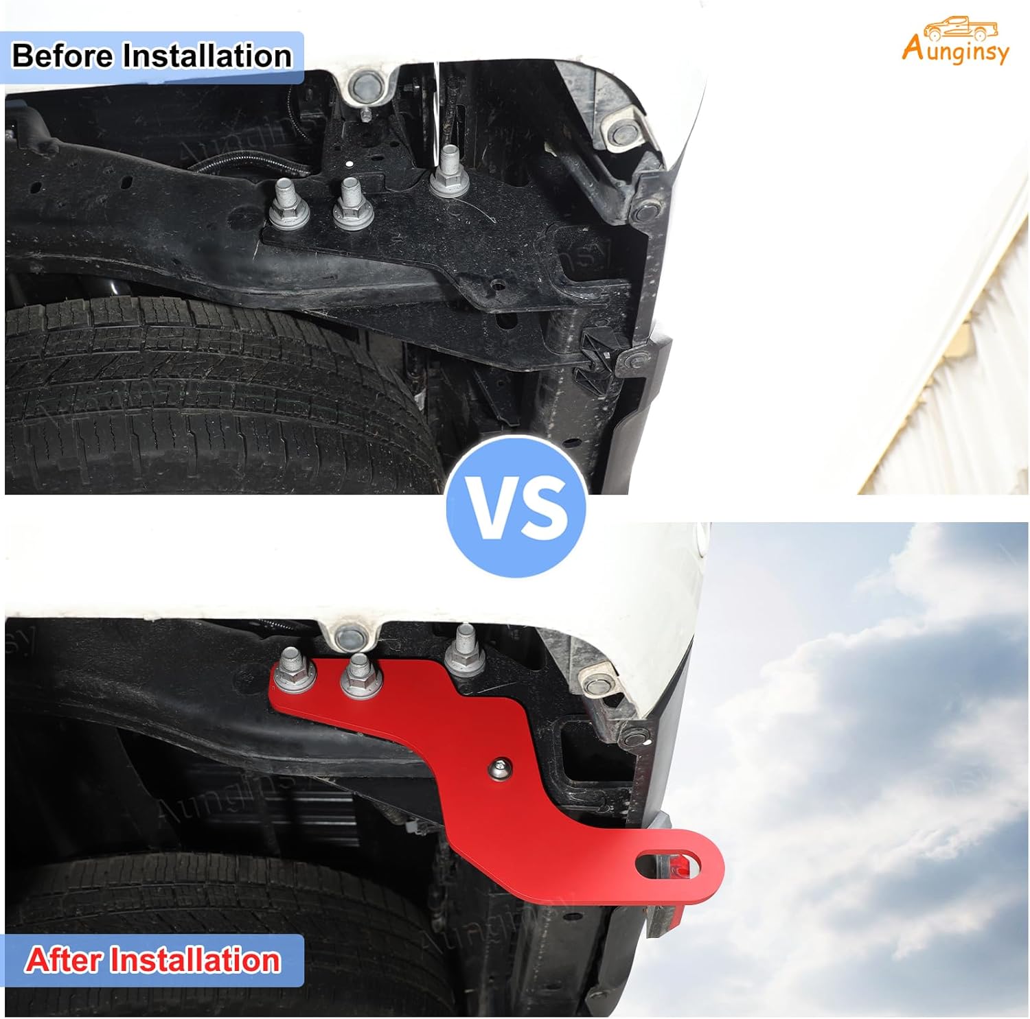 Aunginsy 1PCS Rear Tow Hitch Receiver Hook Compatible with Toyota Tundra 2026 2025 2024 2023 2022, Red Rear Bumper Trailer Ring Towing Tow Hook Recovery Point Screw Trailer Hitch Exterior Accessories