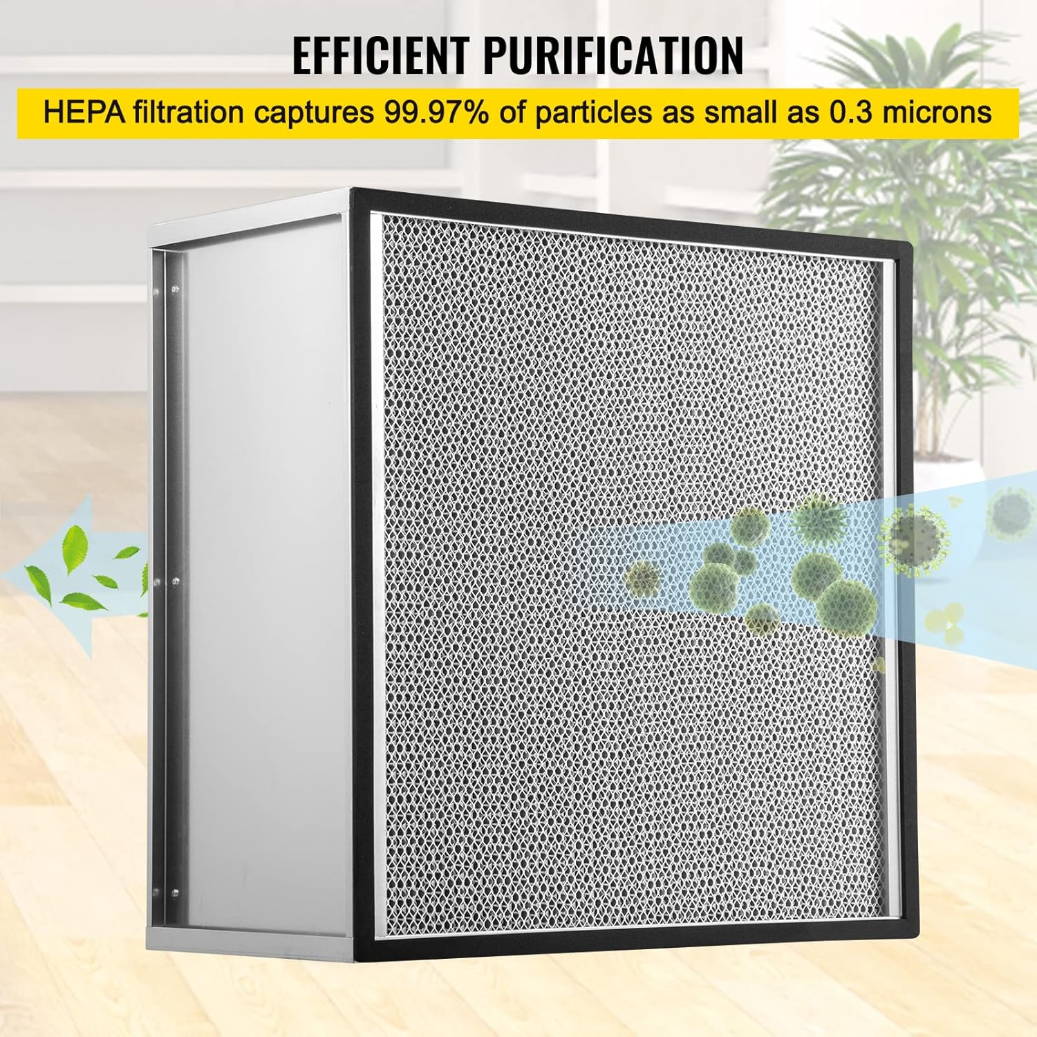 VEVOR Filter Replacement, 24'' x 24'' x 11.5'' Air Purifier, HEPA Pleated Air Scrubber, Air Filter Replacement with Galvanized Frame, 99.97% Standard Filter Compatible for HEPA Filter Novair 2000