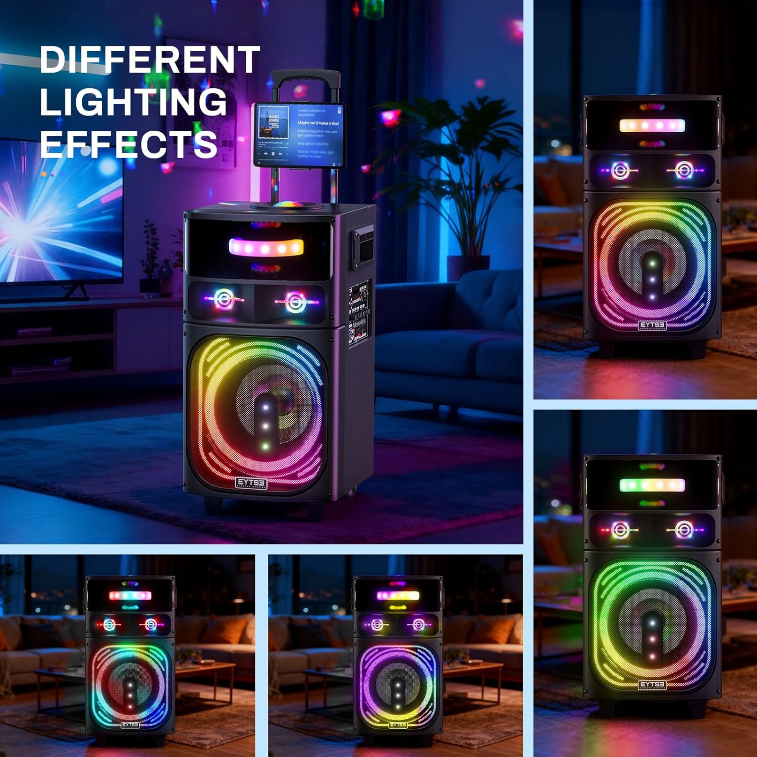 Karaoke Machine for Adults with 2 Wireless Microphones, Professional Portable Party Speaker with Disco Ball Lights, 480W Peak Power, 8