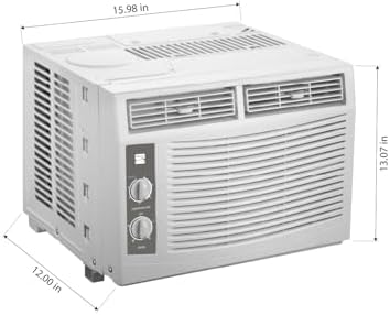 Kenmore KM5K-M 5,000 BTU Window Air Conditioner for Small Rooms up to 150 Sq. Ft. – Quiet Cooling, Easy Install, Energy Efficient AC Unit, 2 Fan Speeds, Washable Filter, Manual Controls