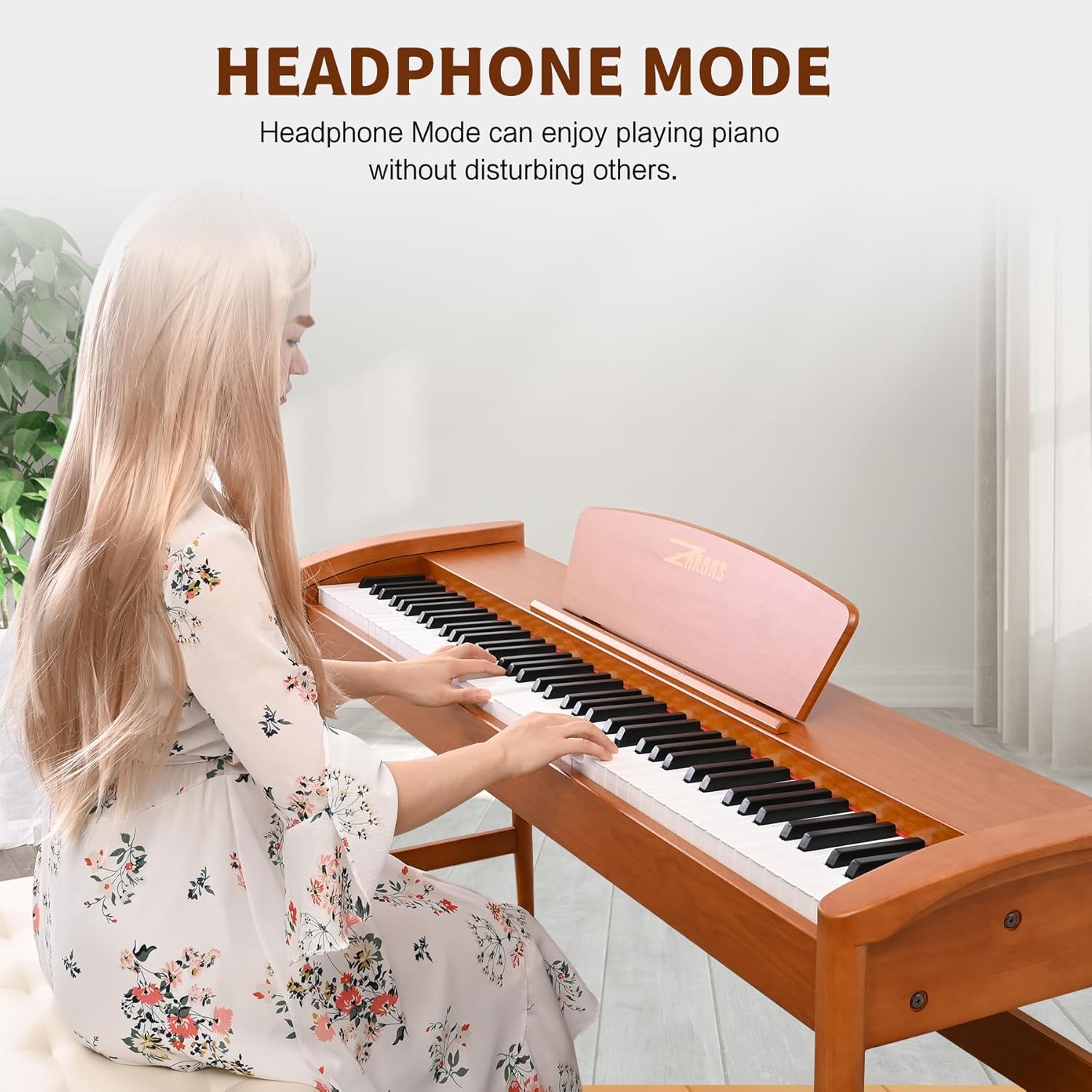 88 Key Piano Keyboard with Solid Wood Stand & Weighted Hammer Action | Home Electric Keyboard Piano for Beginners, Includes Triple Pedal and USB-MIDI