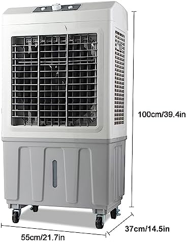 Evaporative Air Cooler, 10000 CFM Swamp Cooler, 6 Ice Packs & 70L/18 Gal Water Tank, Humidifying, 3 Wind Speeds, Evaporative Cooler for Outdoor Indoor Use