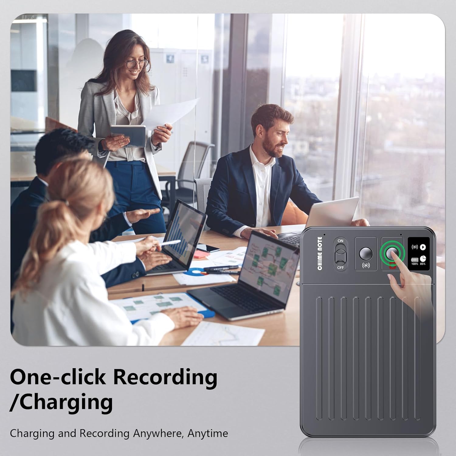 AI Voice Recorder, Voice Recorder with No Fee for Transcribe & Summarize, Empowered by ChatGPT, APP and WEB Sync, Support 107 Languages, 64GB Memory,Digital Voice Recorder for Meetings/Calls-Dark Gray