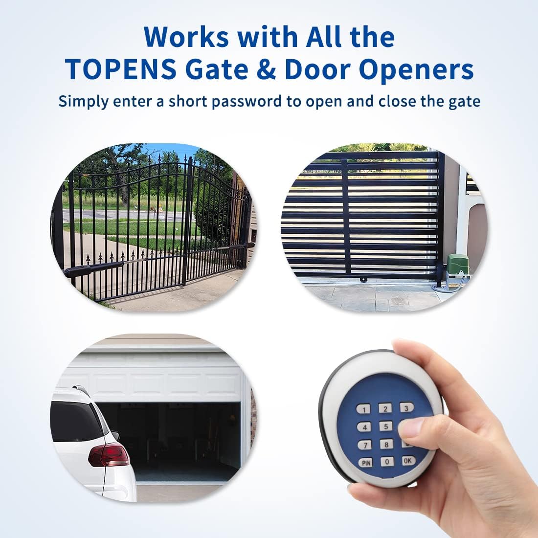 TOPENS TKP3 Wireless Keypad Keyless Entry Keypad Digital Code Panel Security Control for Automatic Swing Sliding Gate Opener, Outdoor Remote Accessory
